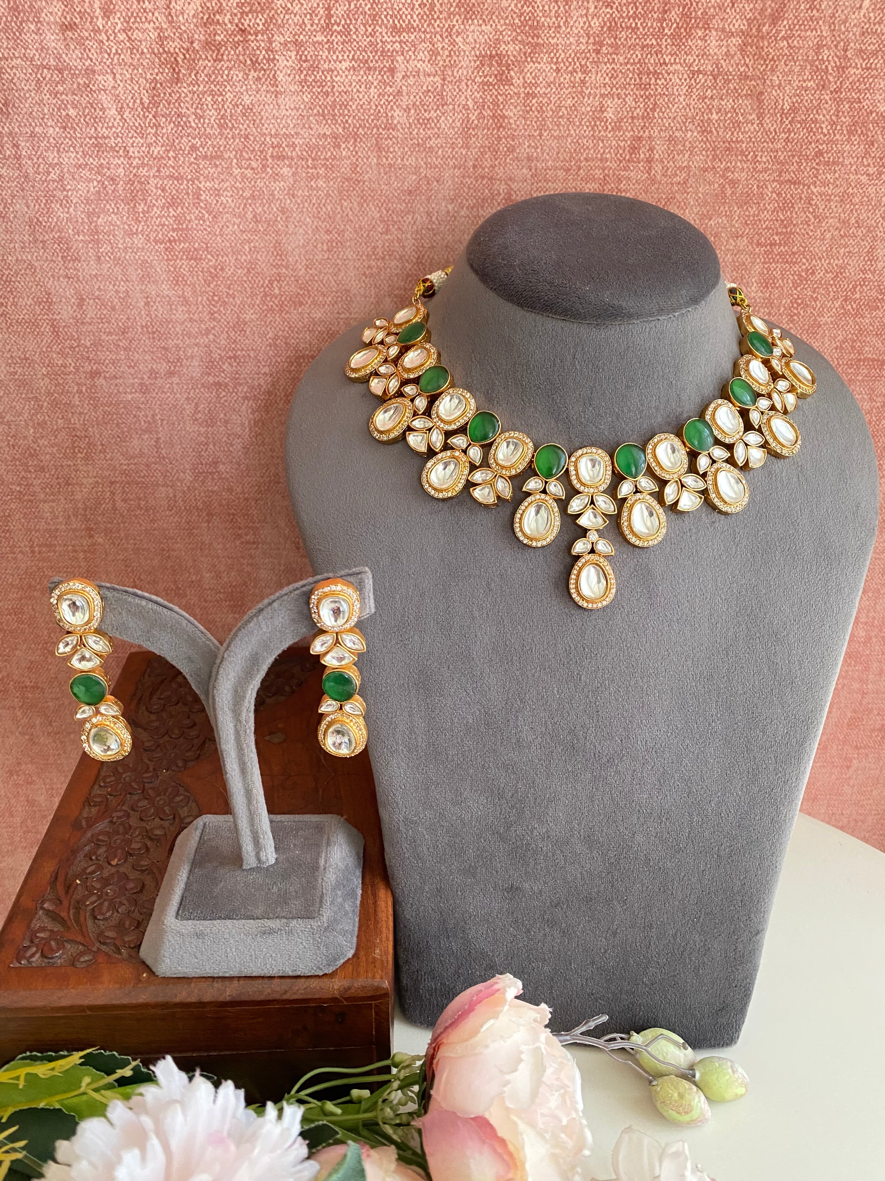 Gold plated Moissanite Necklace Set