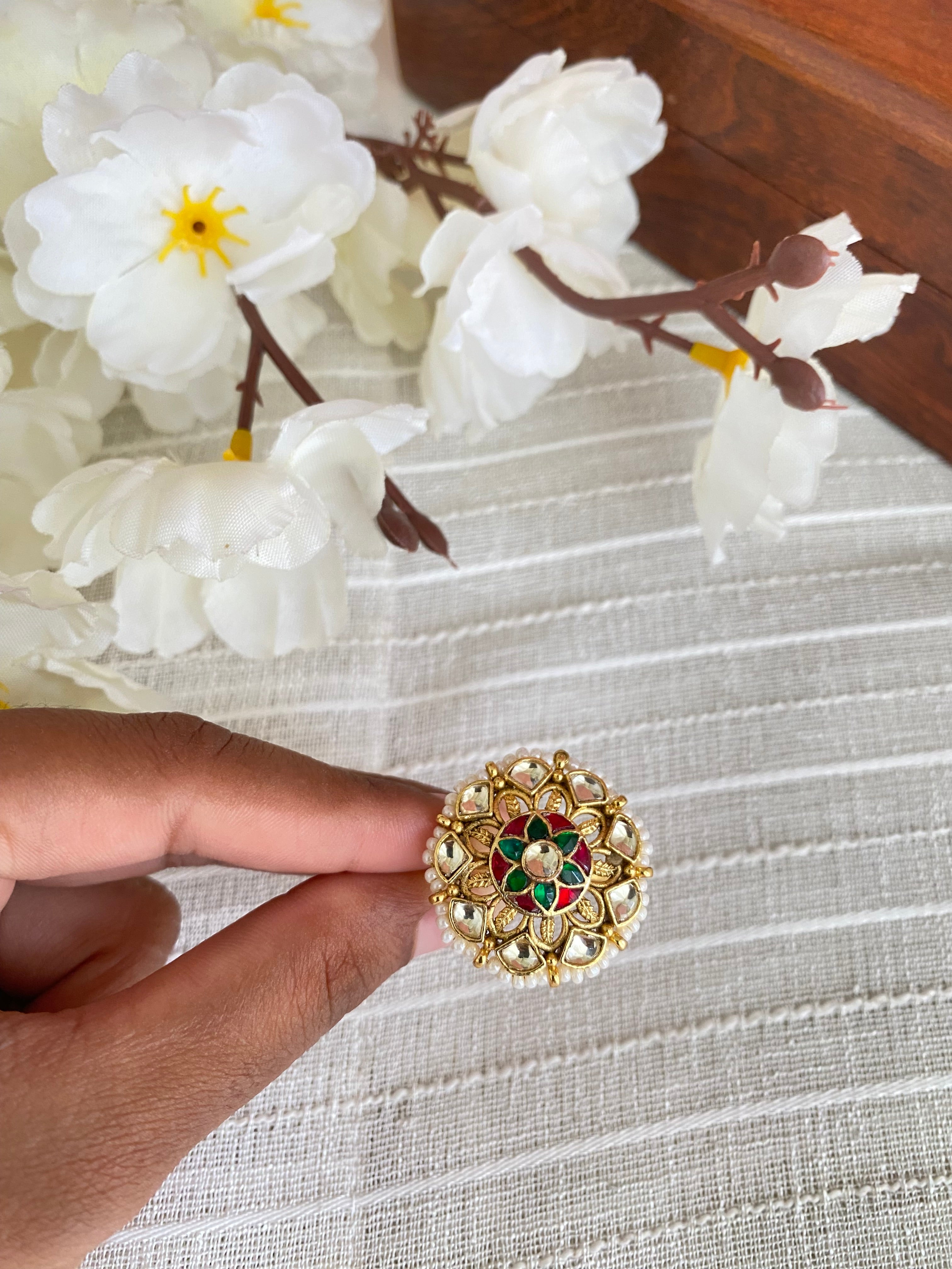 Gold plated Kundan Ring
