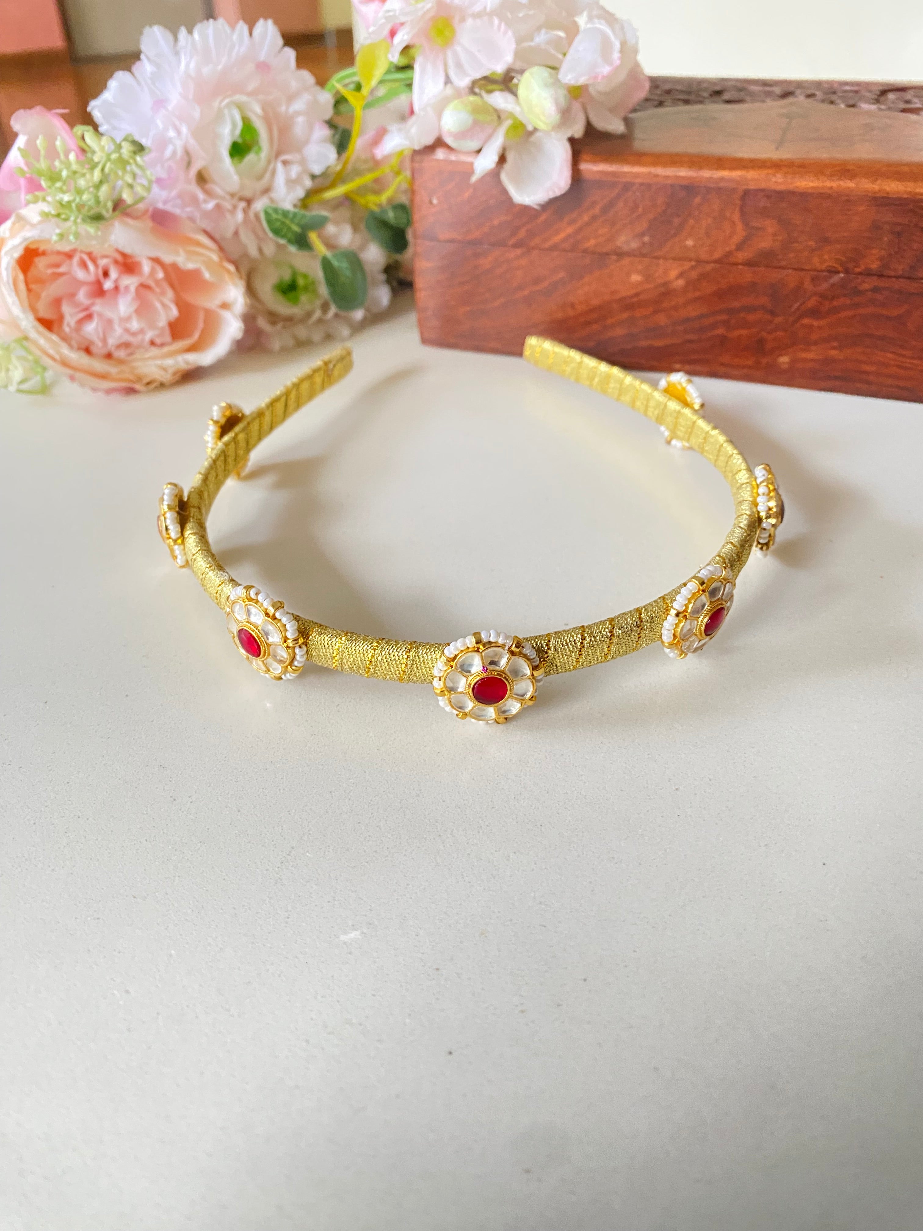 Gold Plated Kundan Hairband