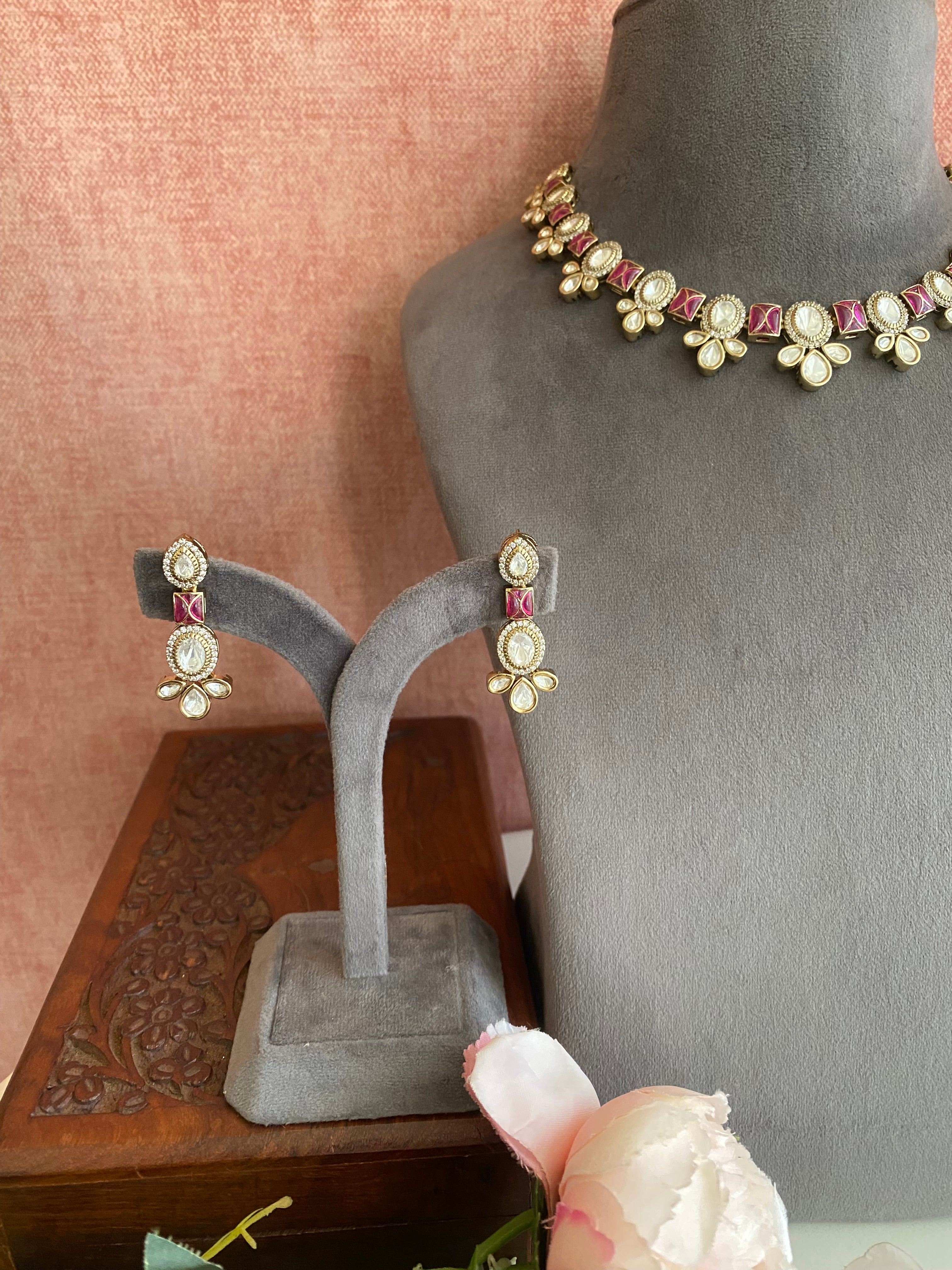 Polki Pink Necklace set