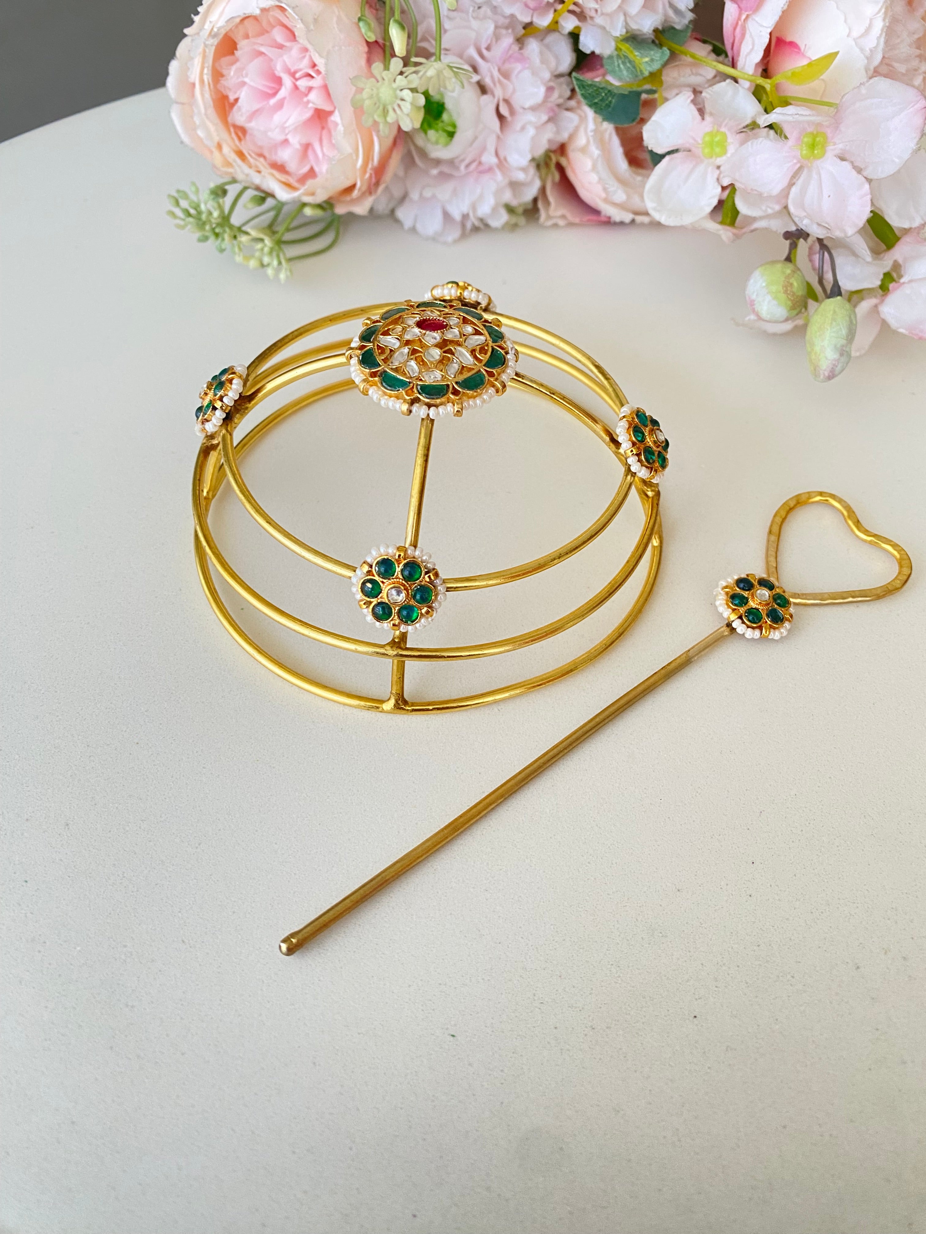 Kundan Hair Bun Holder with Juda Stick