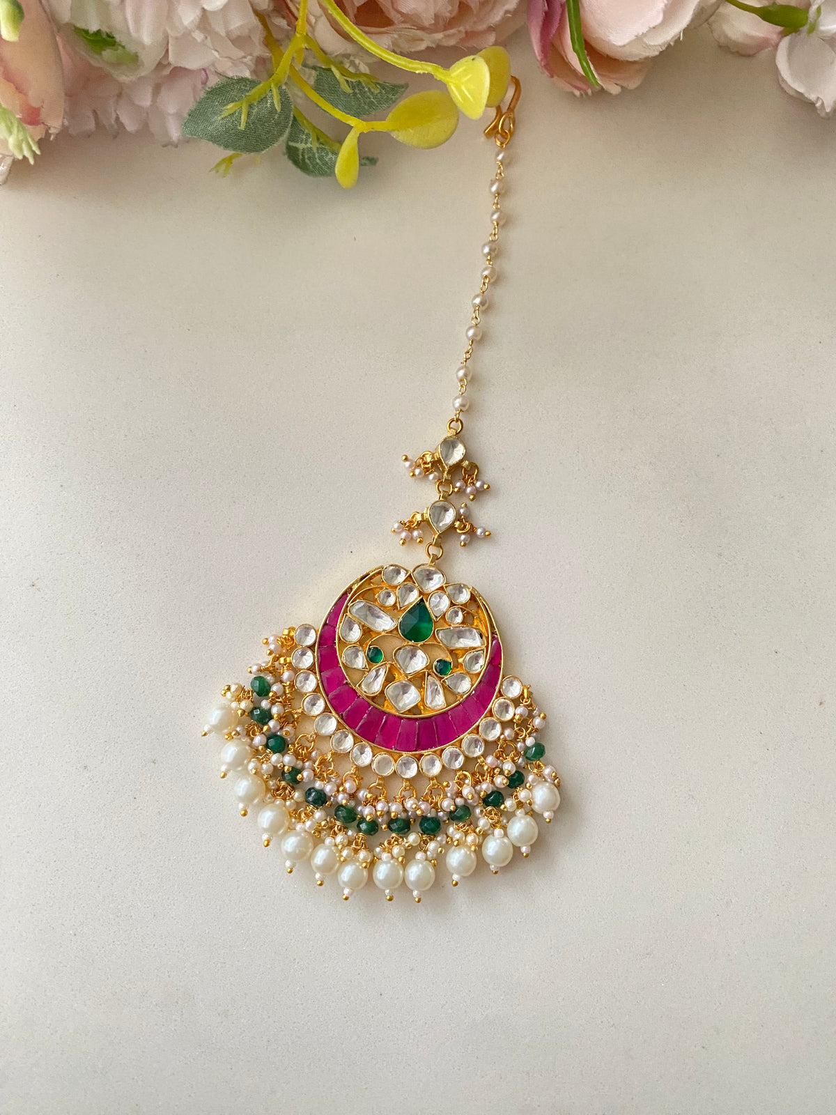 Gold Plated Multi Kundan Tikka