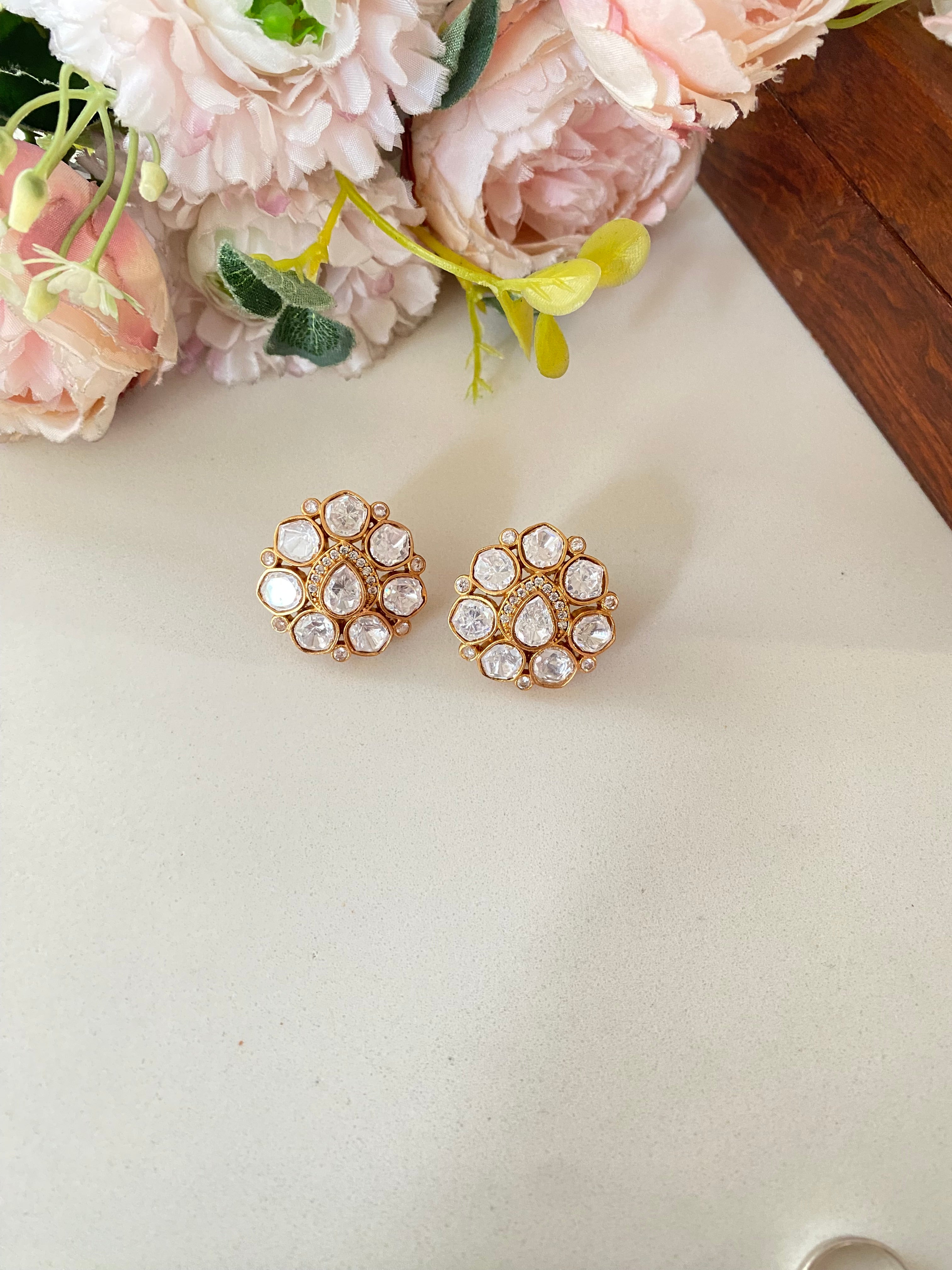 Gold plated Moissanite studs