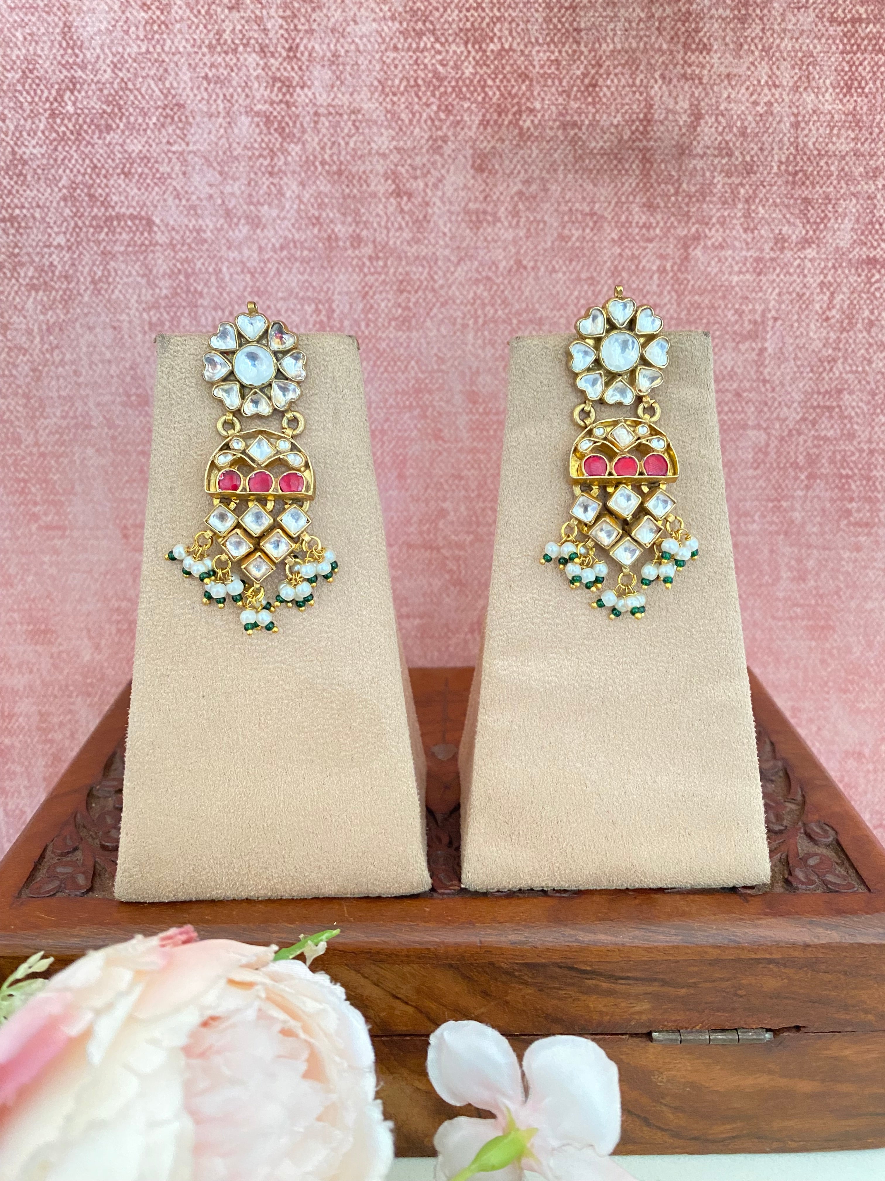 Gold plated Pink Kundan earring