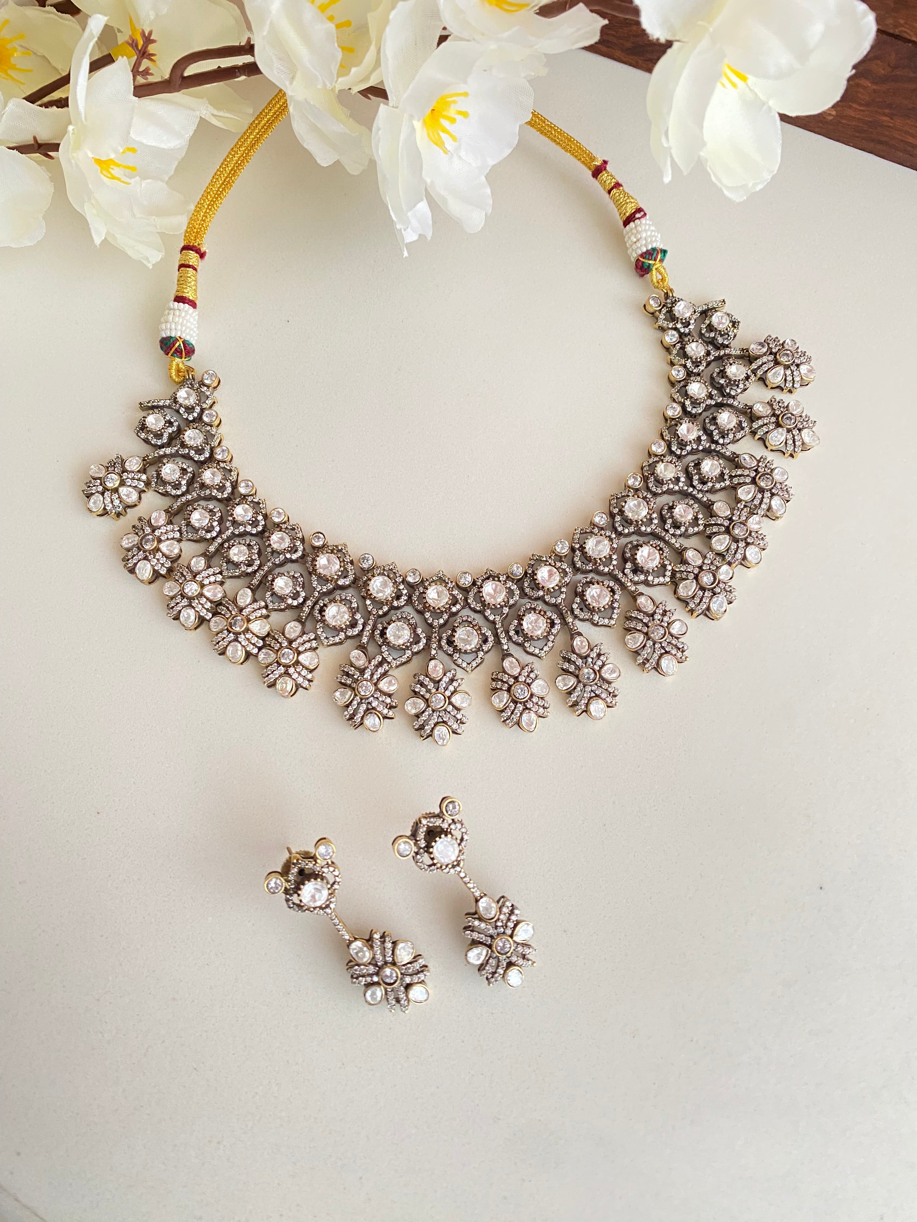 silver plating Moissanite Necklace Set