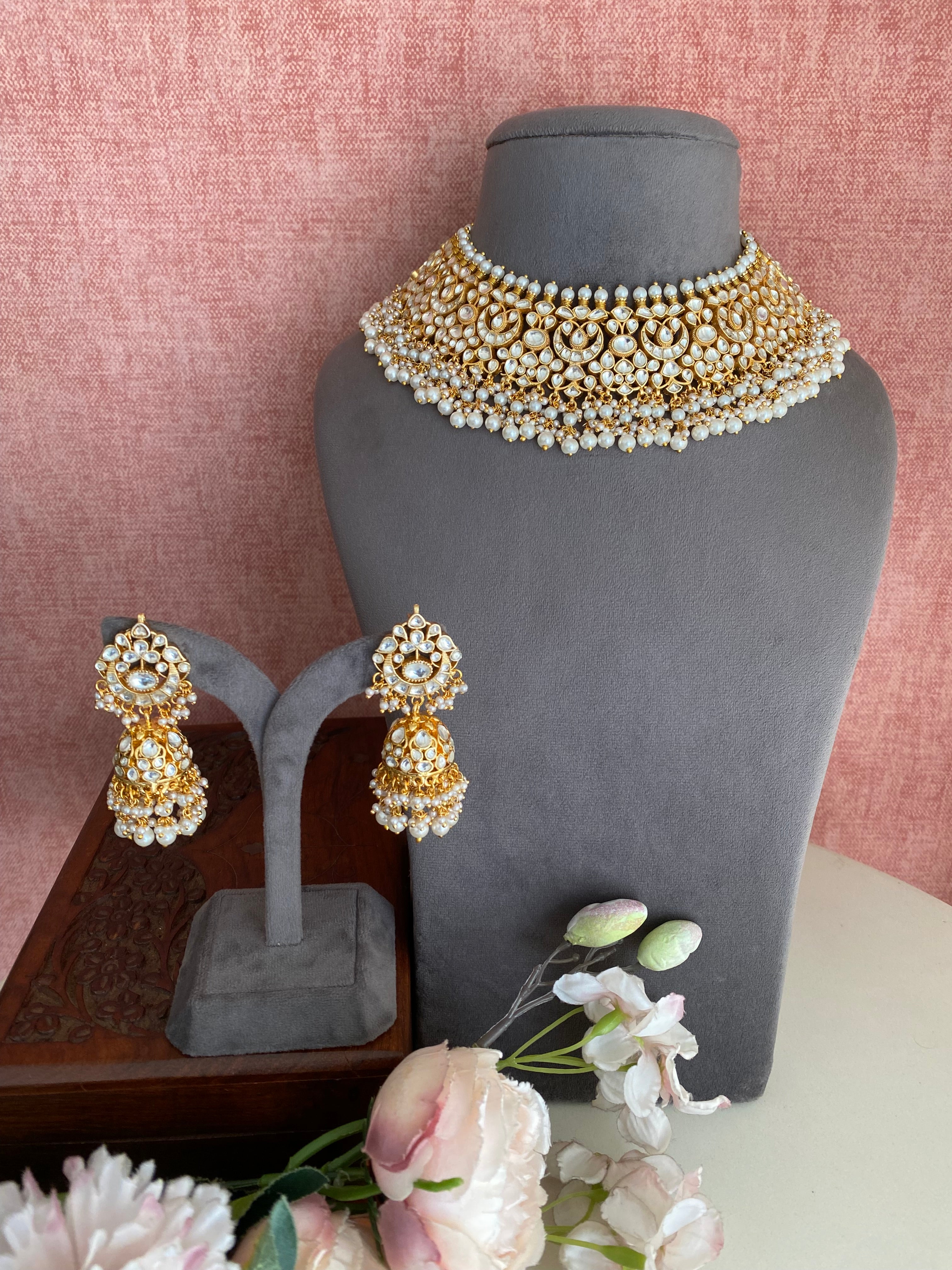 Gold Plated Kundan Necklace Set