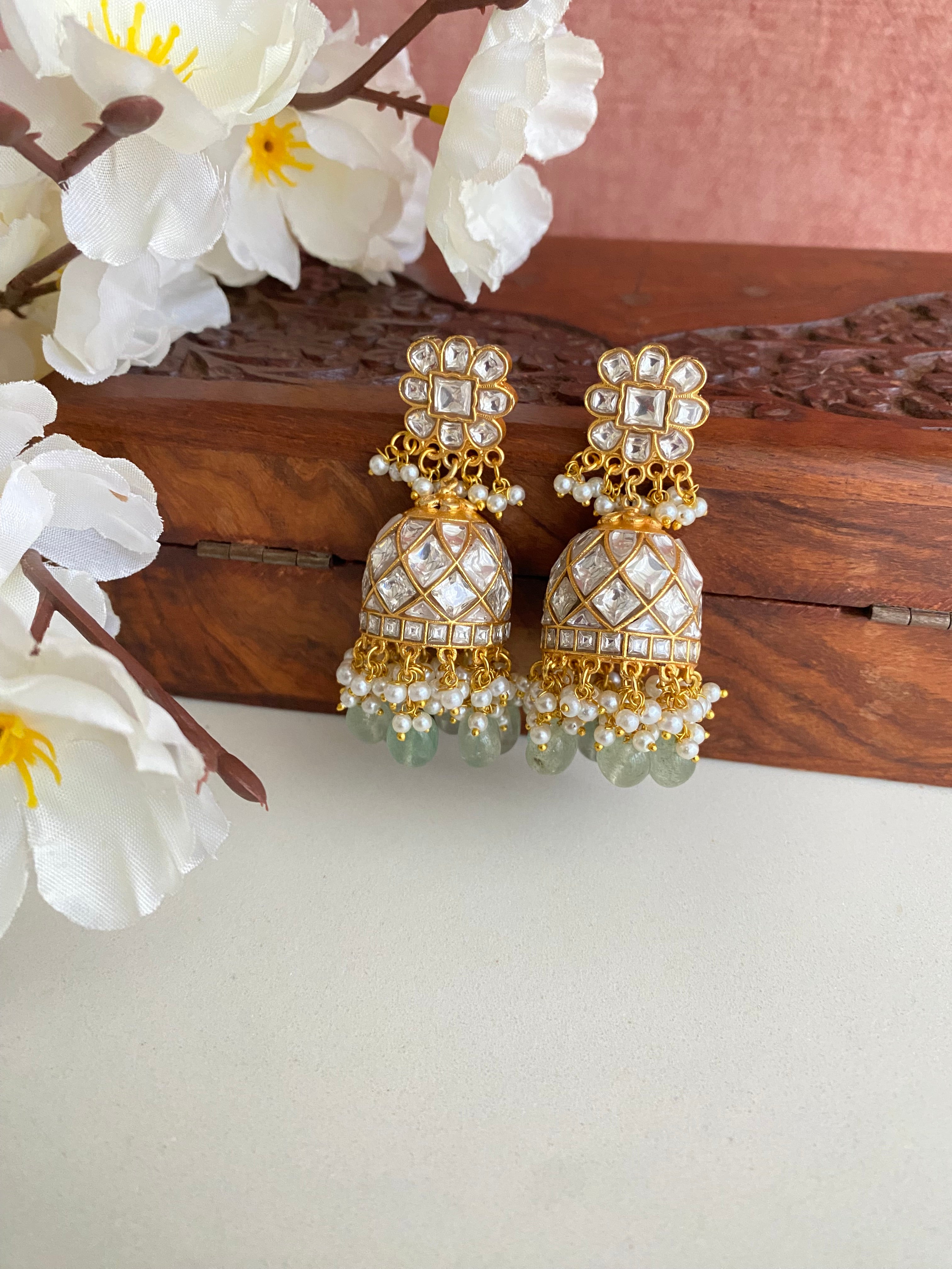 Gold Plated Kundan Jhumka