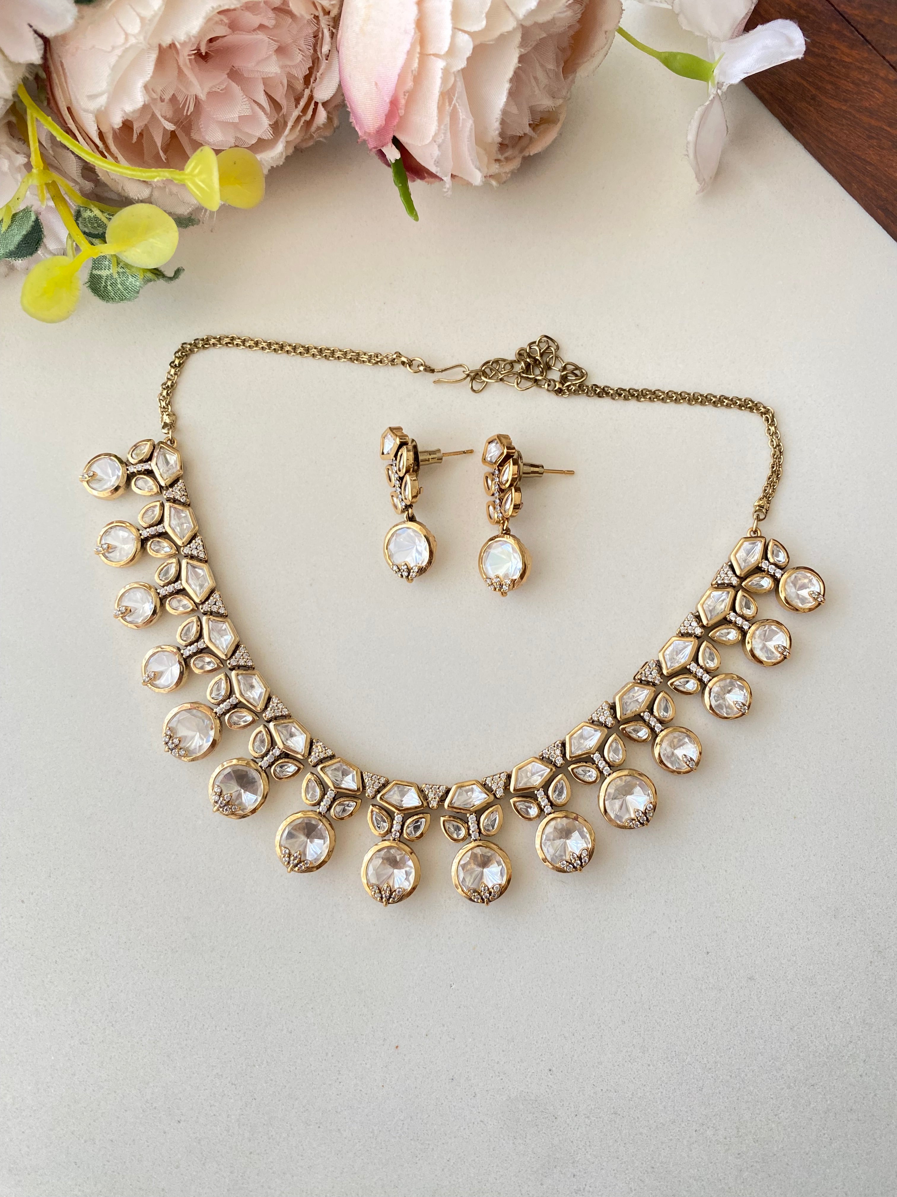 Moissanite Polki Necklace Set