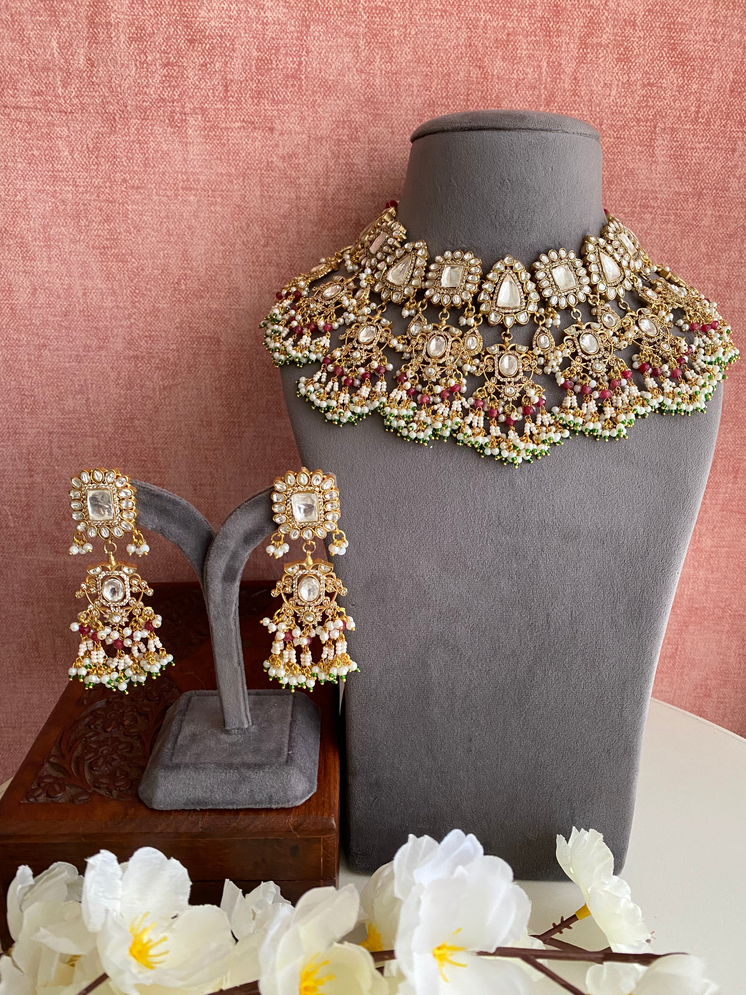 Gold plated Kundan Bridal Necklace Set