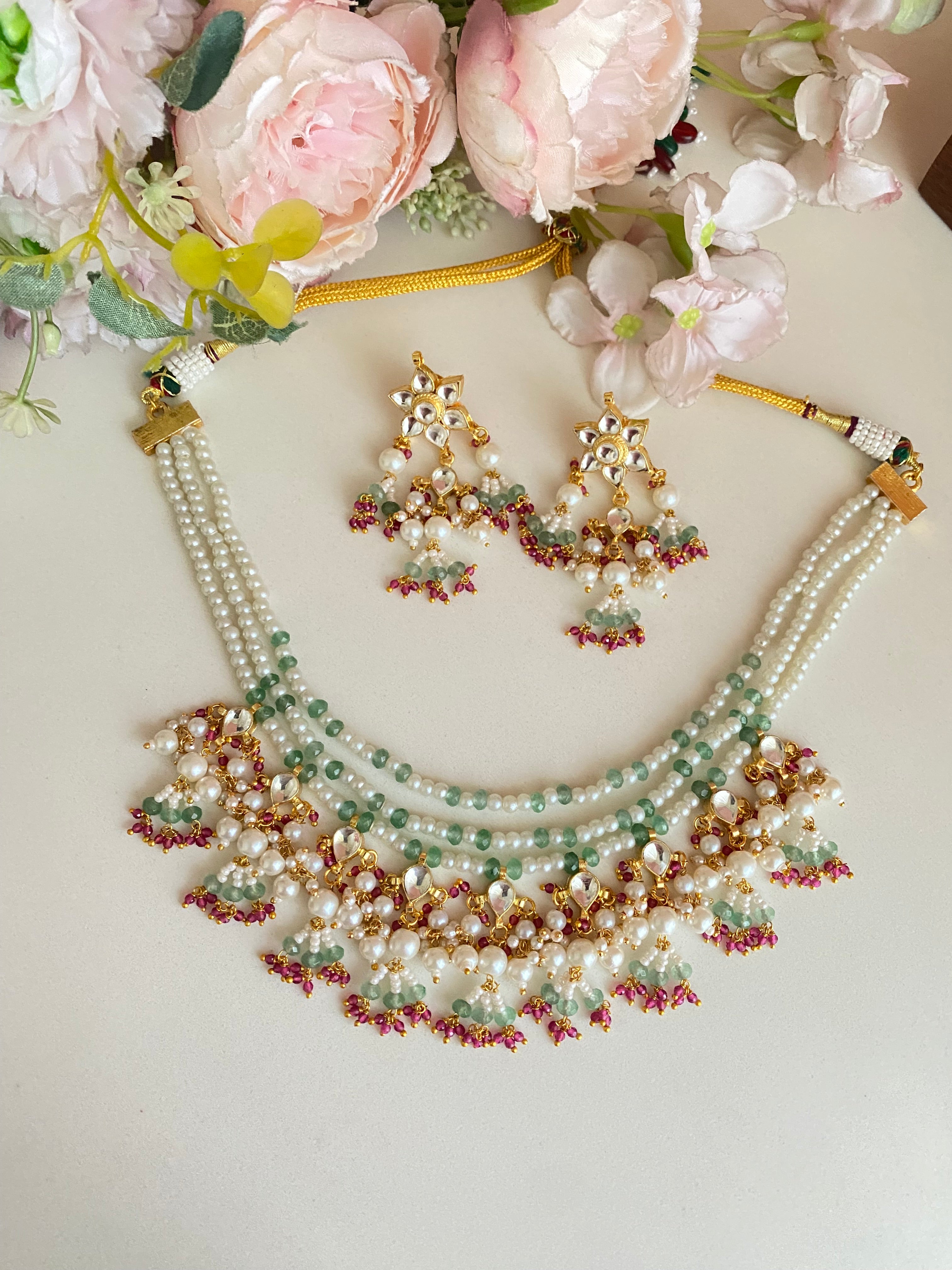 Gold Plated Kundan Necklace Set
