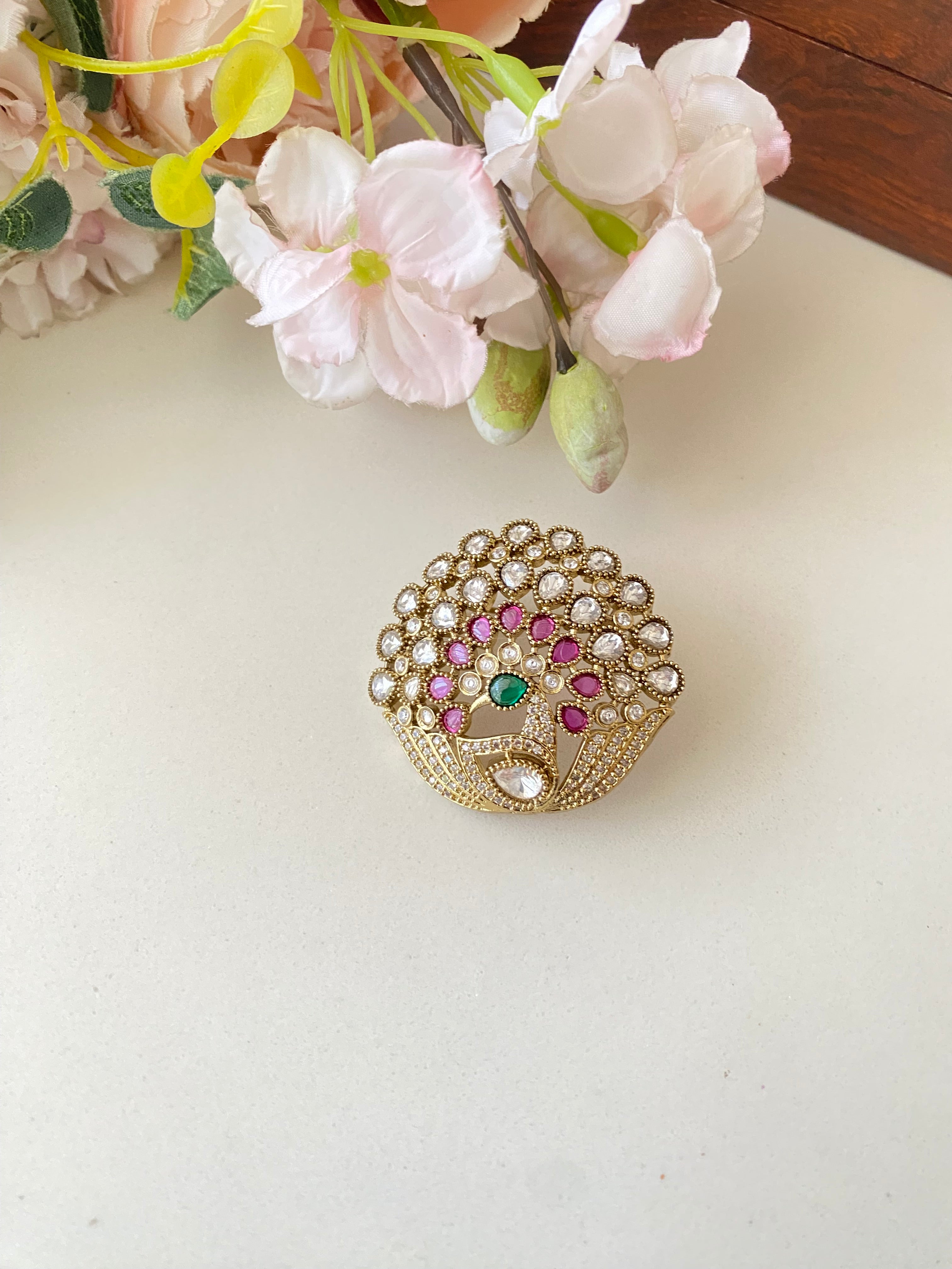 Moissanite Stone Brooch