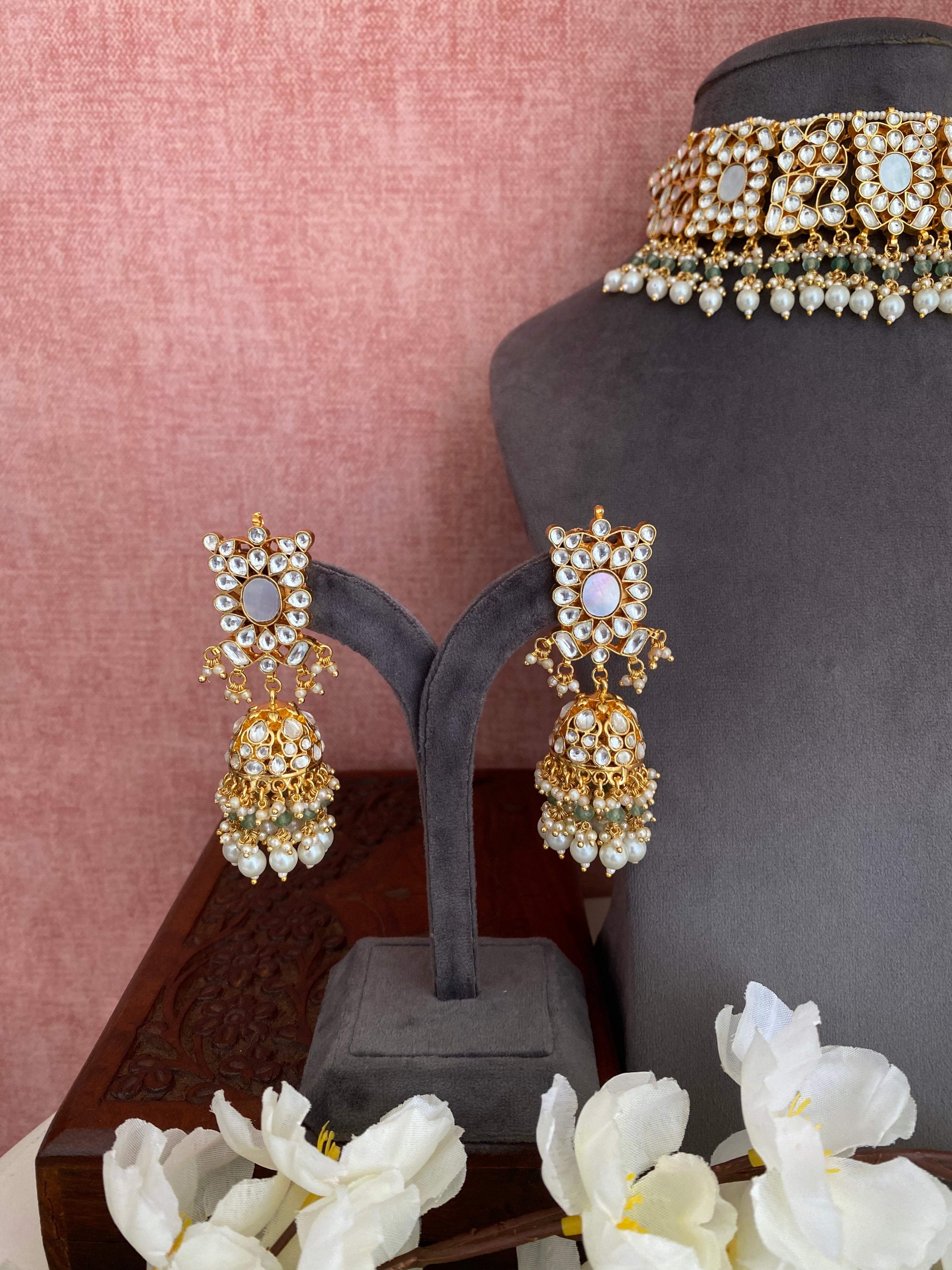 Mother of Pearl and kundan Choker set