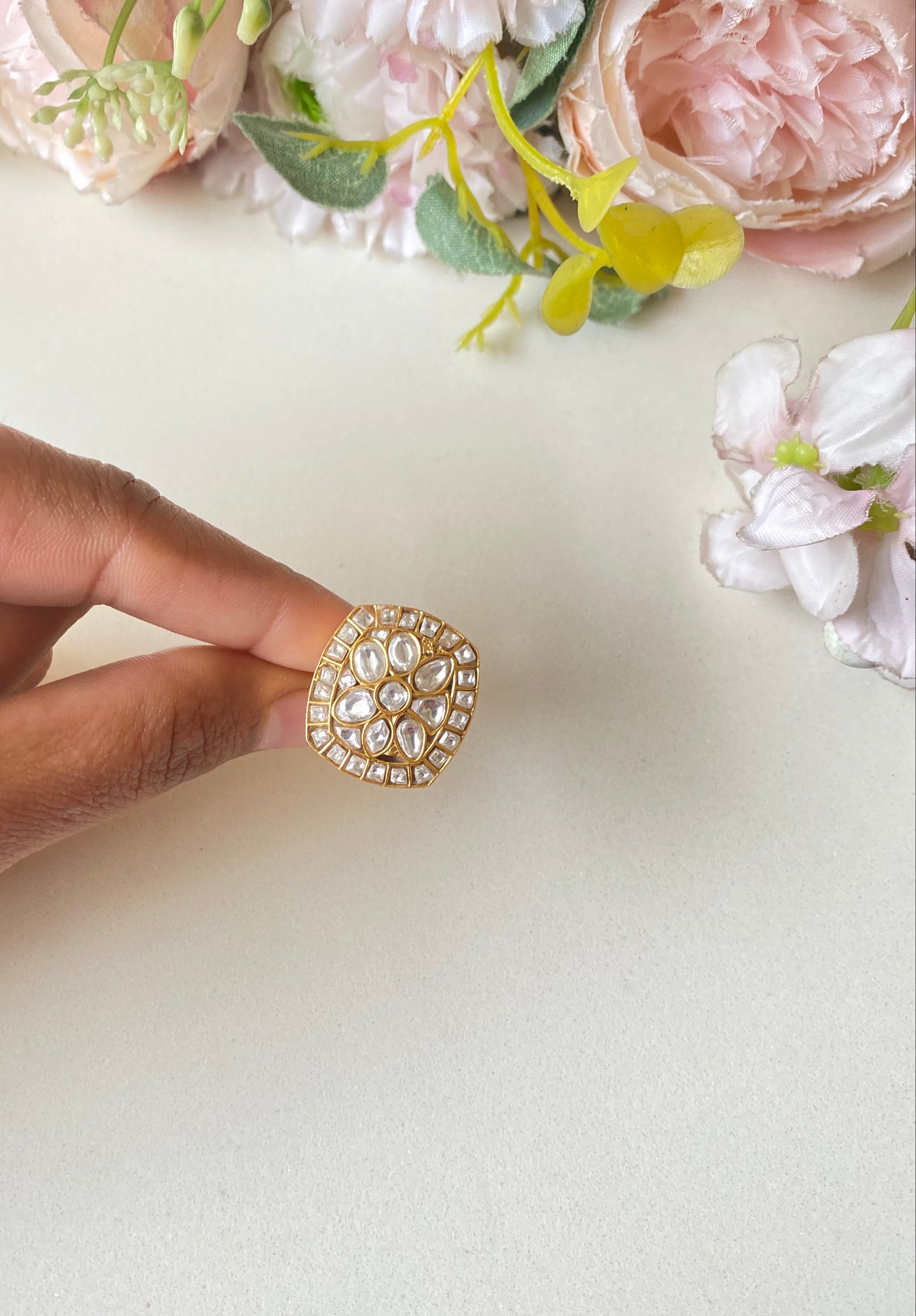 Gold plated Kundan Ring