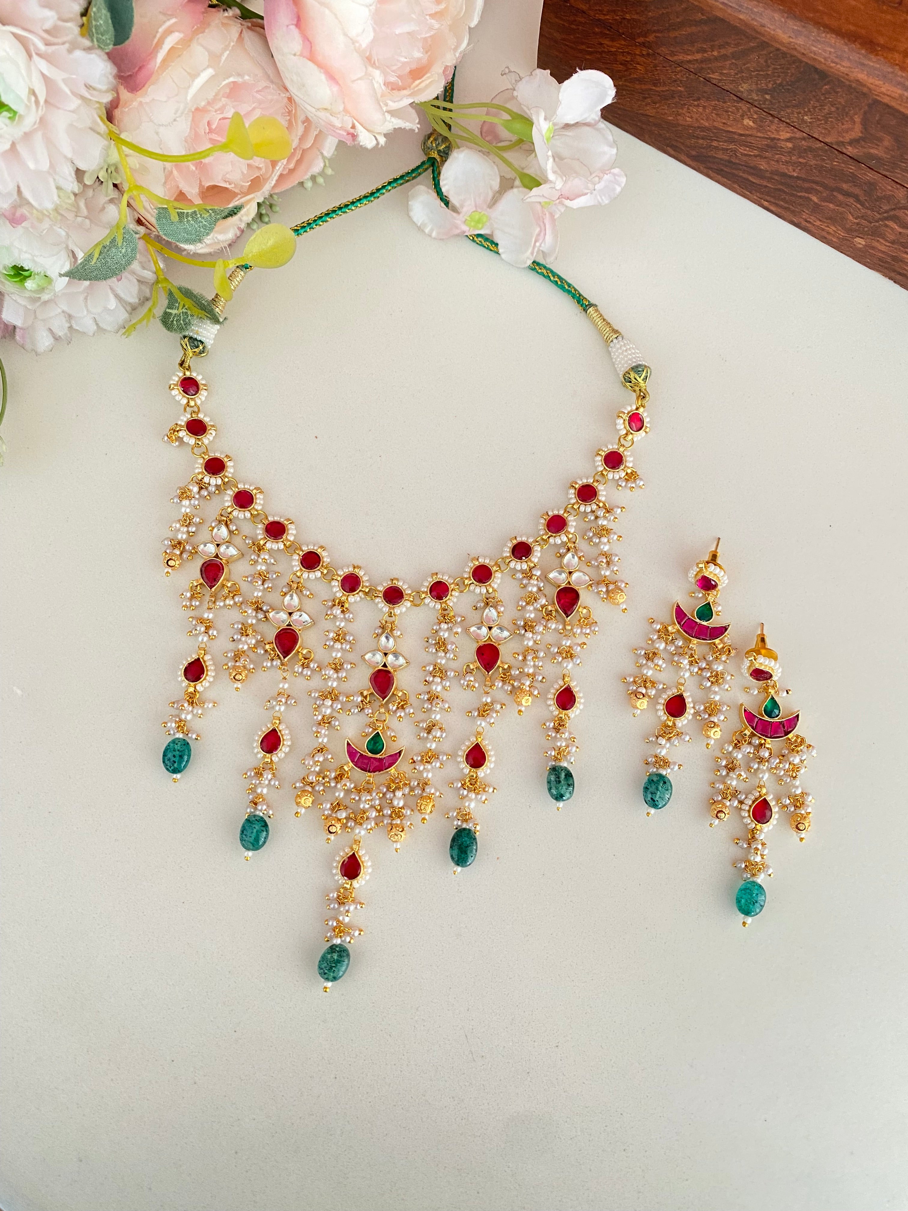 Gold Plated Kundan Necklace Set