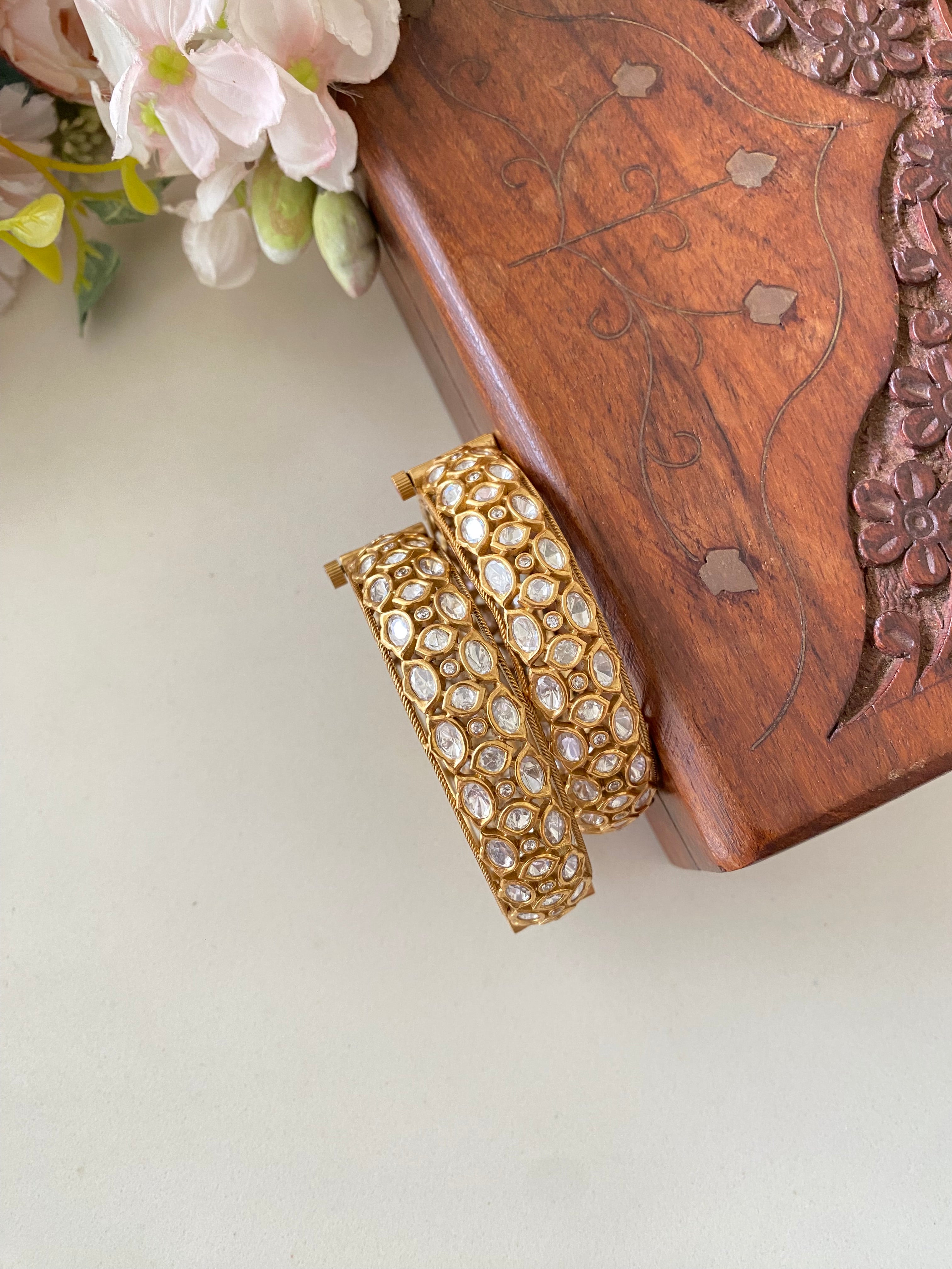 Gold plated Moissanite Bangles