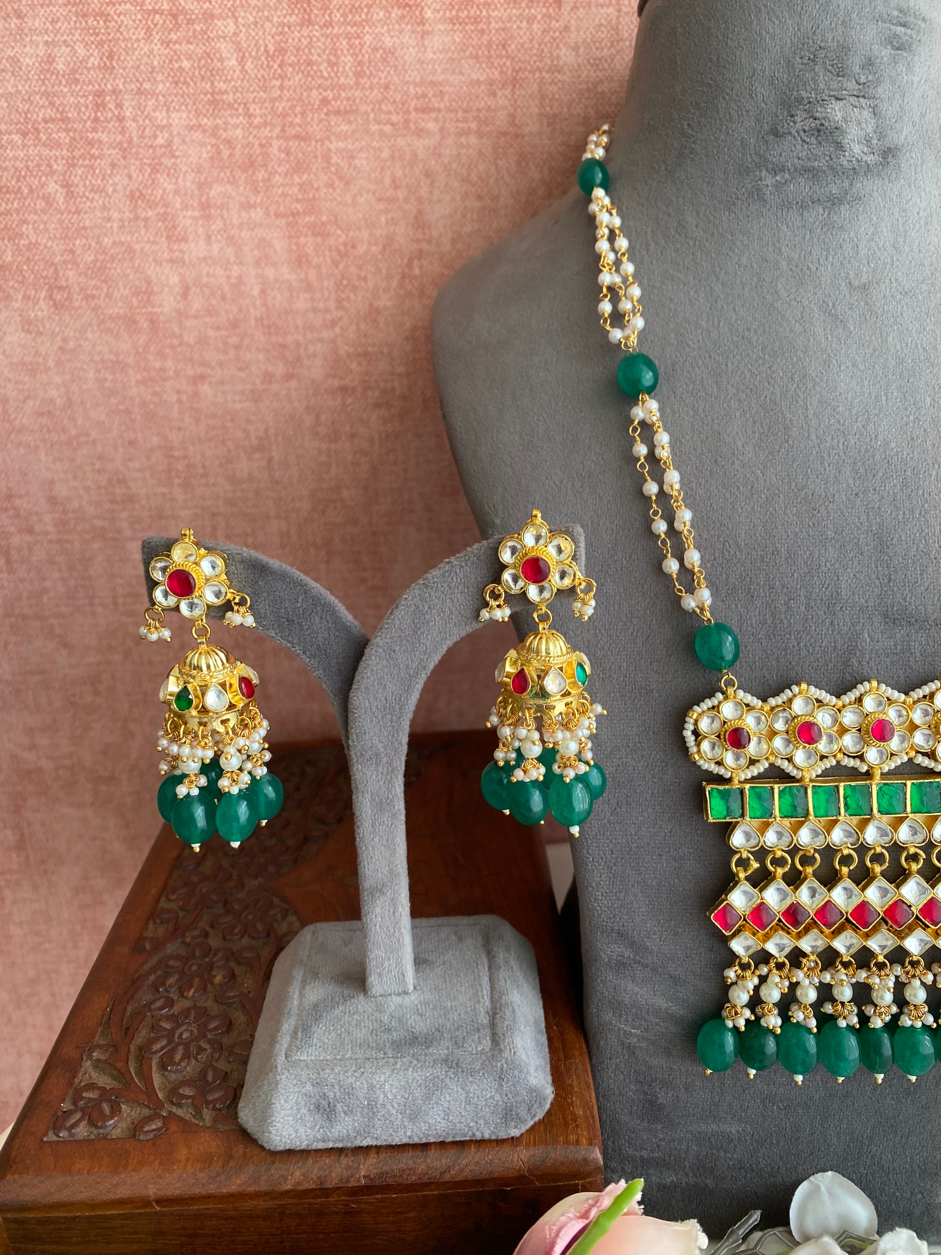 Gold Plated Kundan long Necklace set
