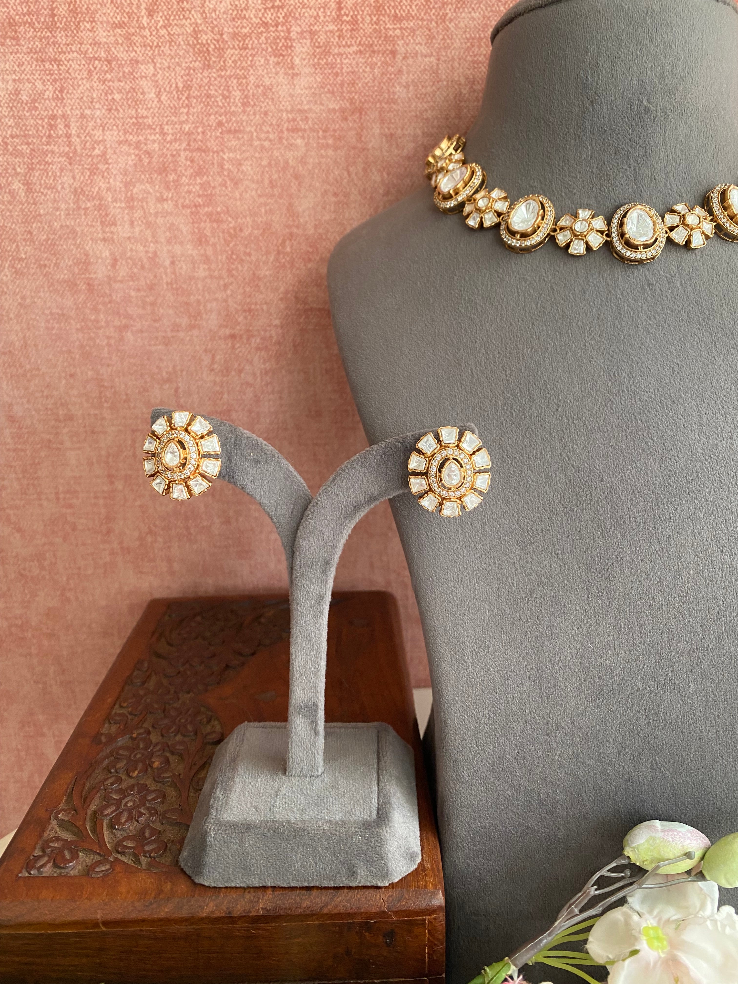 Moissanite Polki Necklace Set