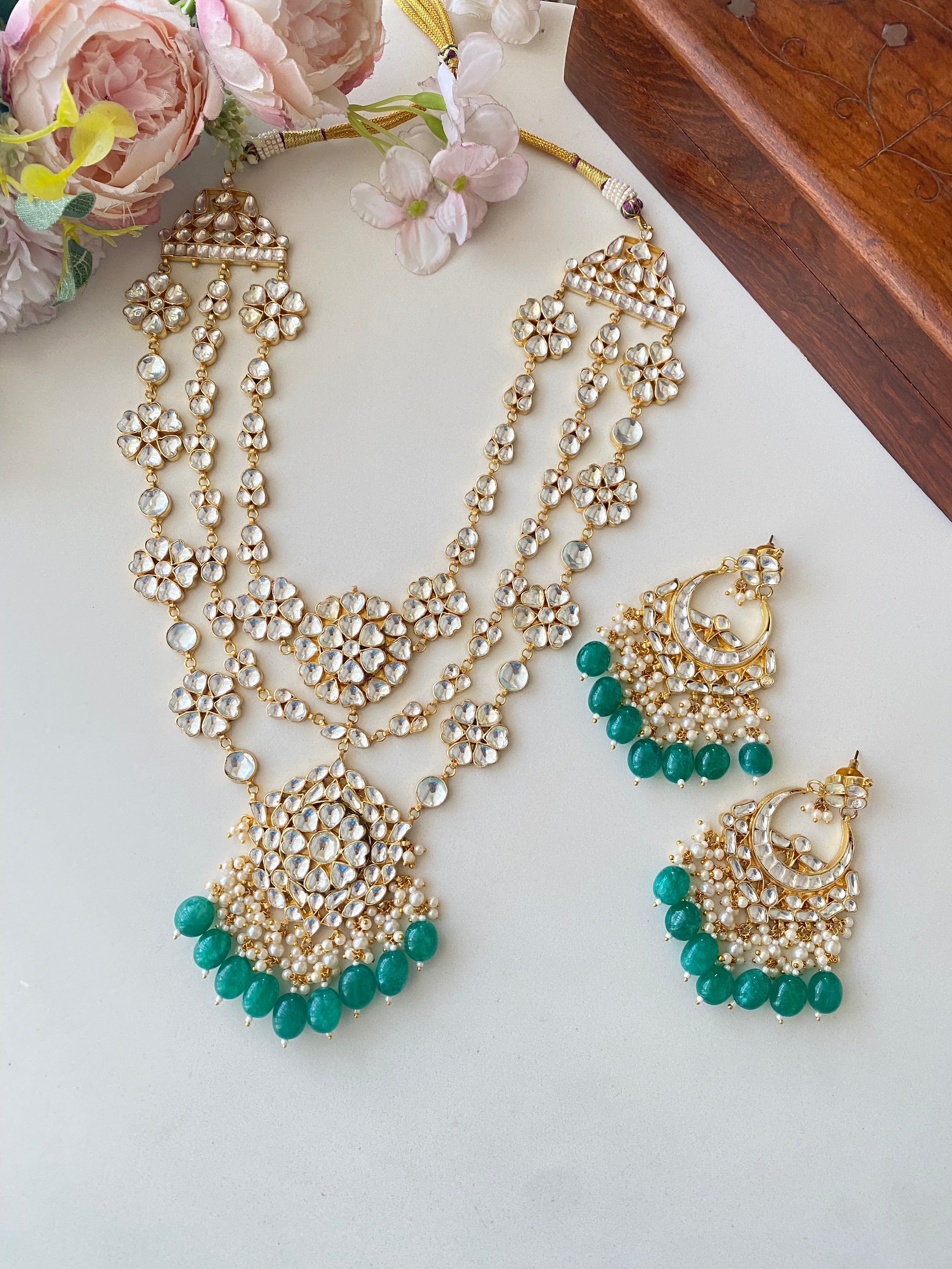 Gold Plated Kundan Long Necklace set
