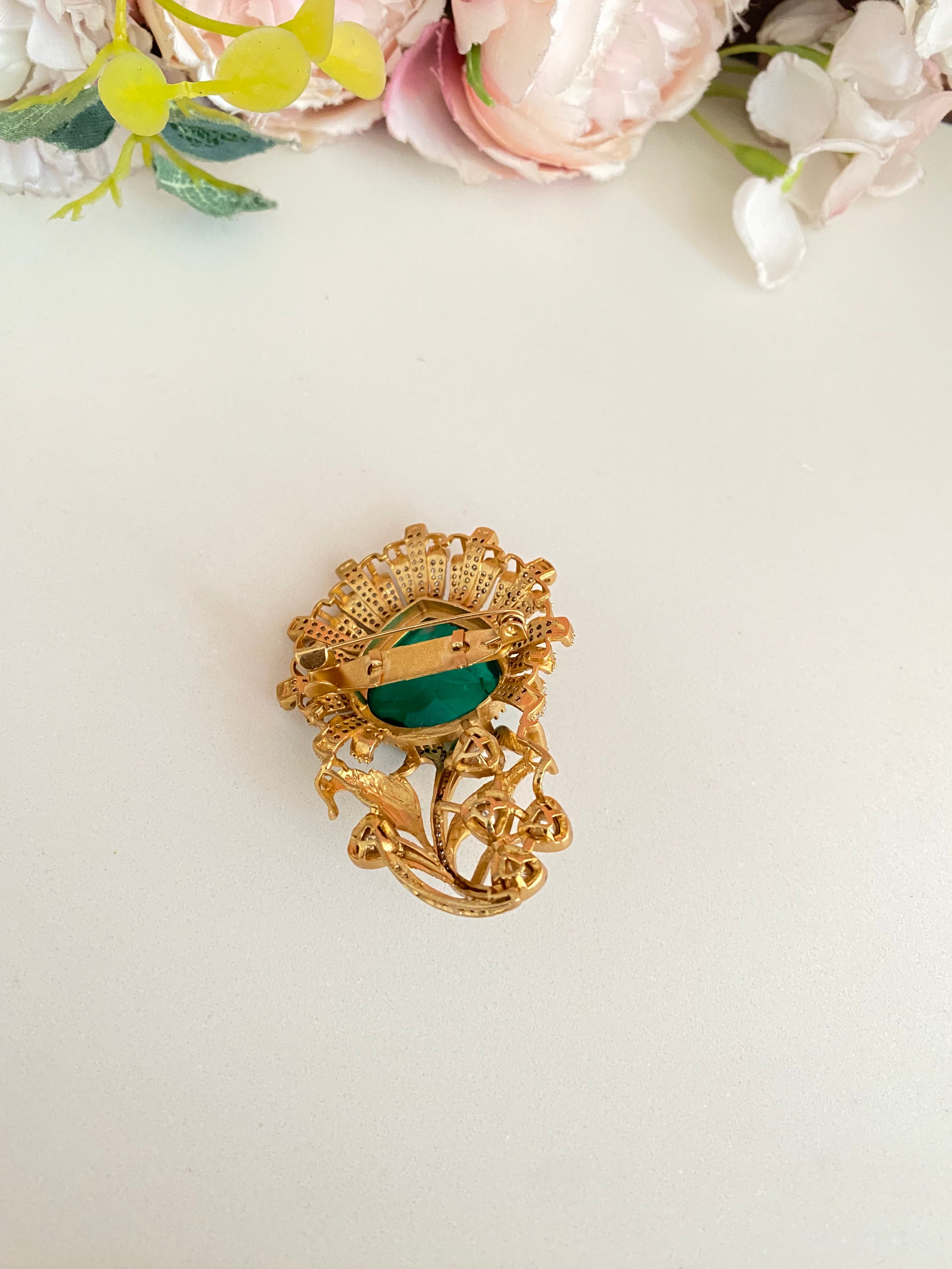 Gold plated  Moissanite Brooch