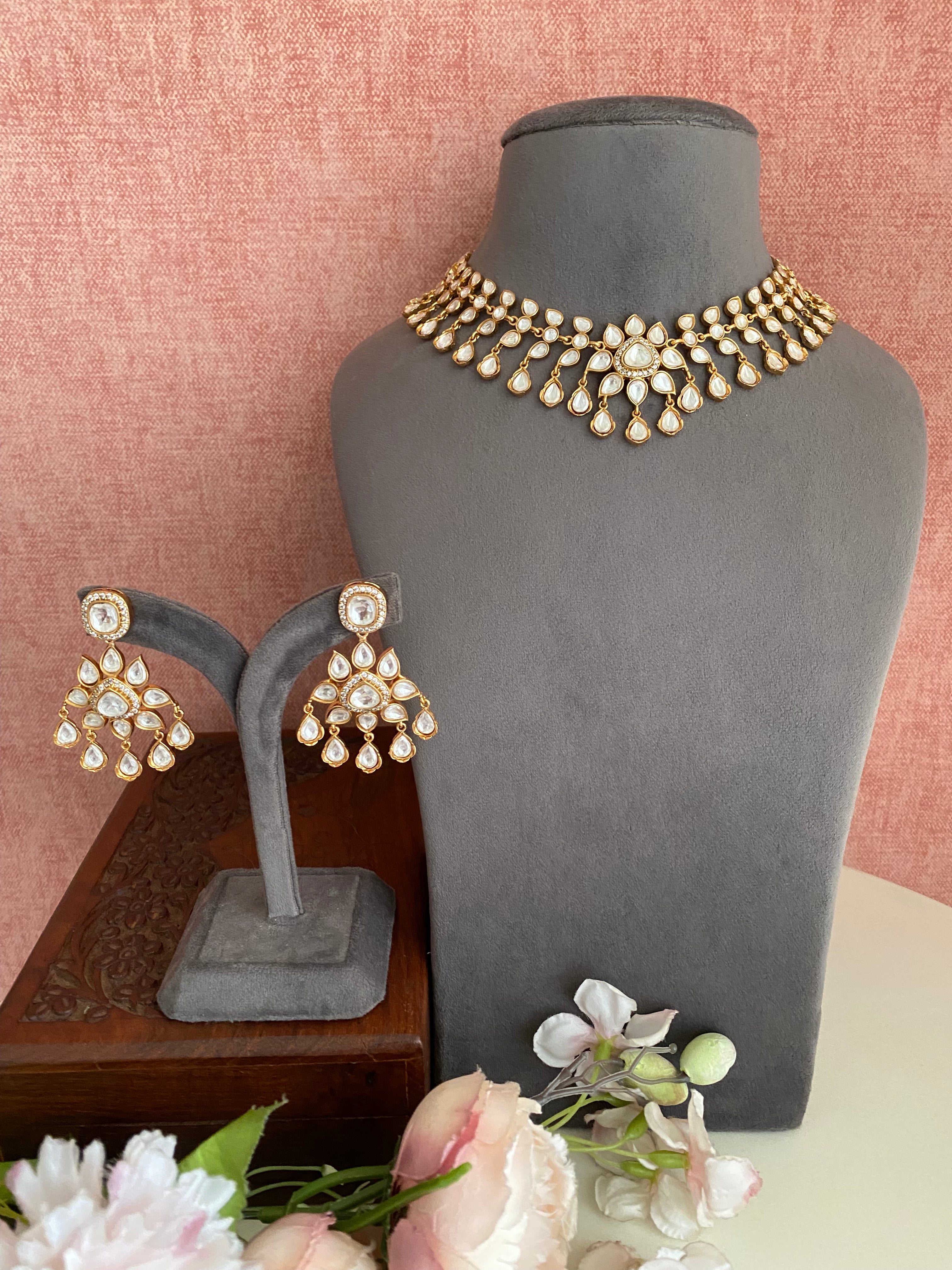 Moissanite Polki Necklace Set