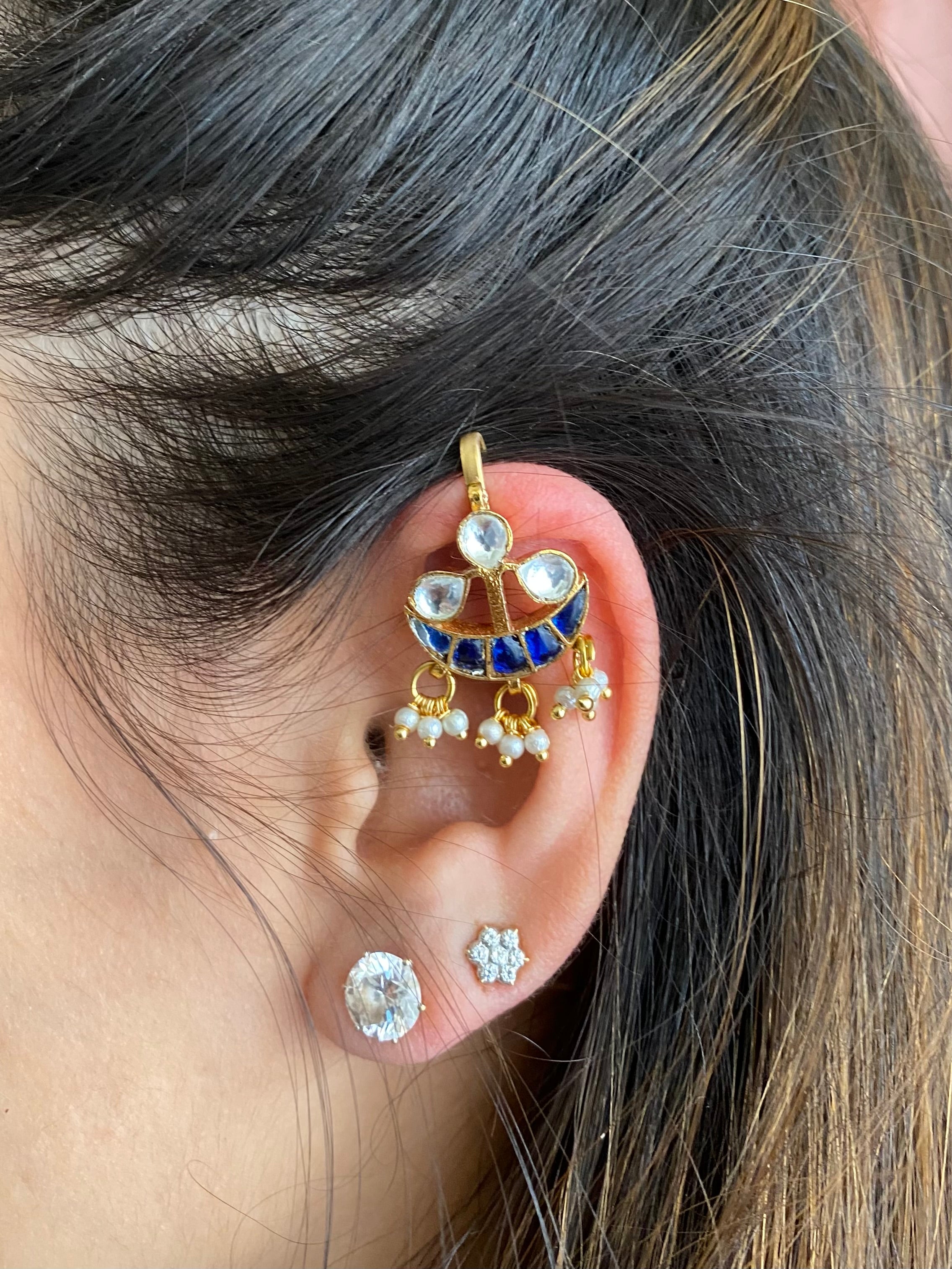 Gold plated Kundan Ear Cuff