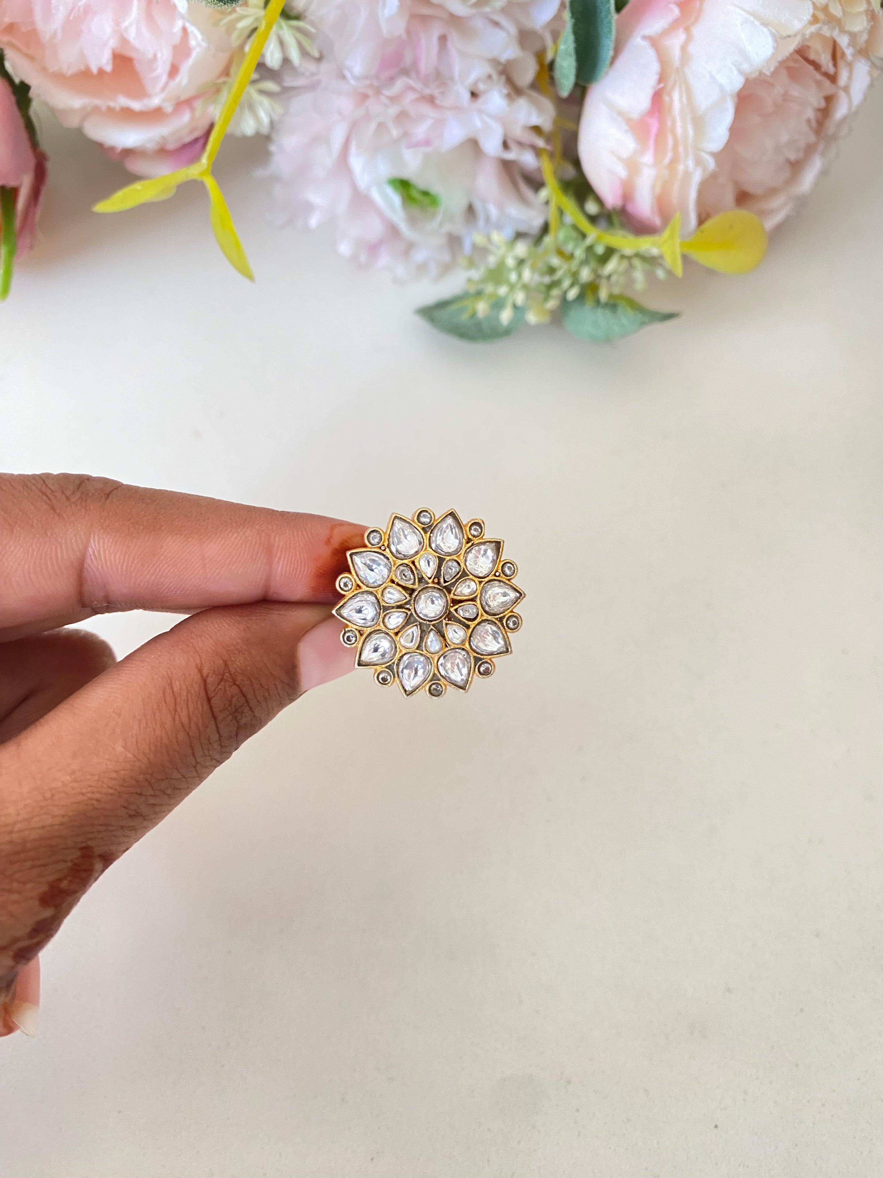 Gold plated Kundan Ring