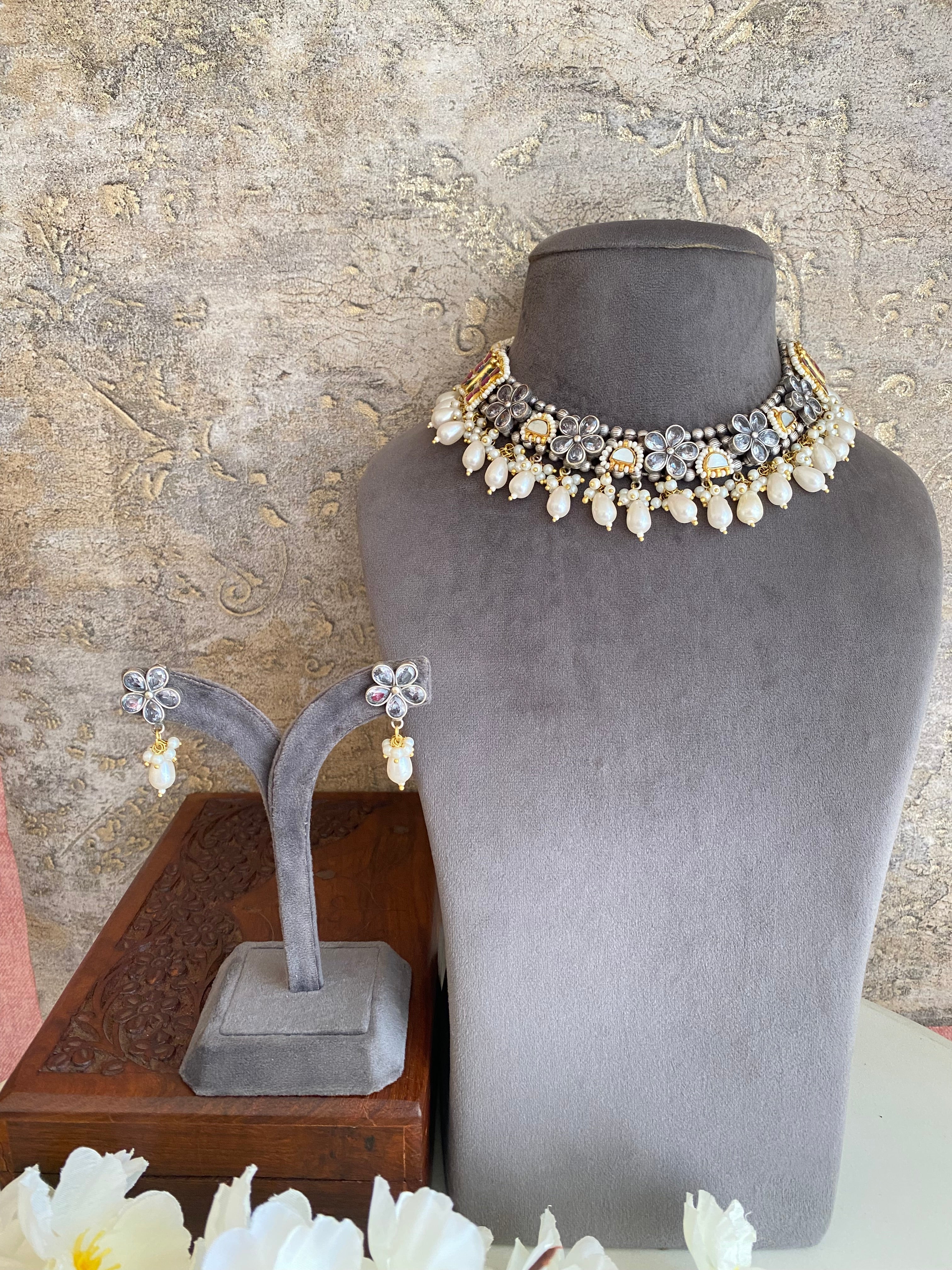 Oxidised necklace set