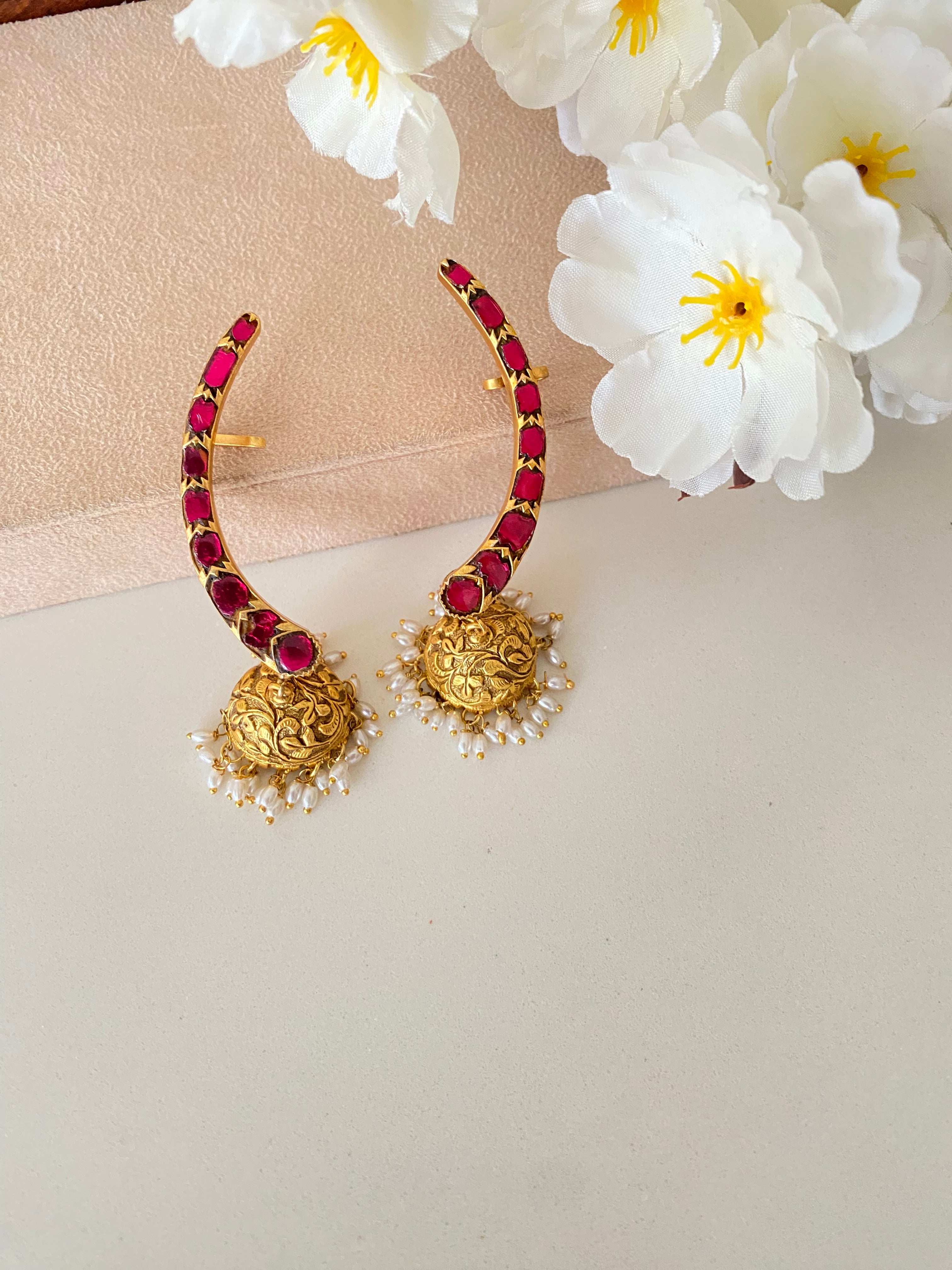 Gold plated Kundan Ear Cuff