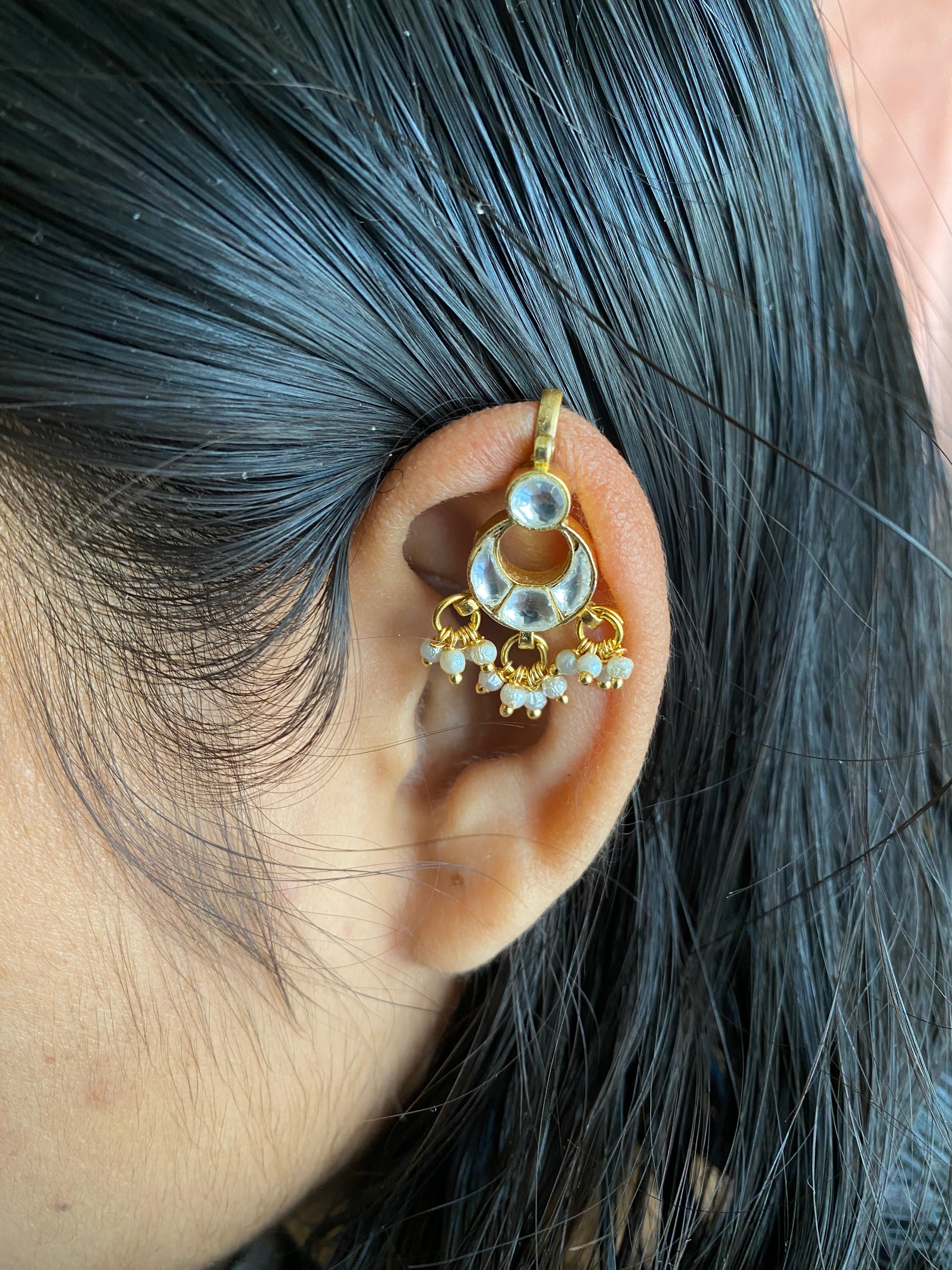 Gold plated Kundan Ear Cuff