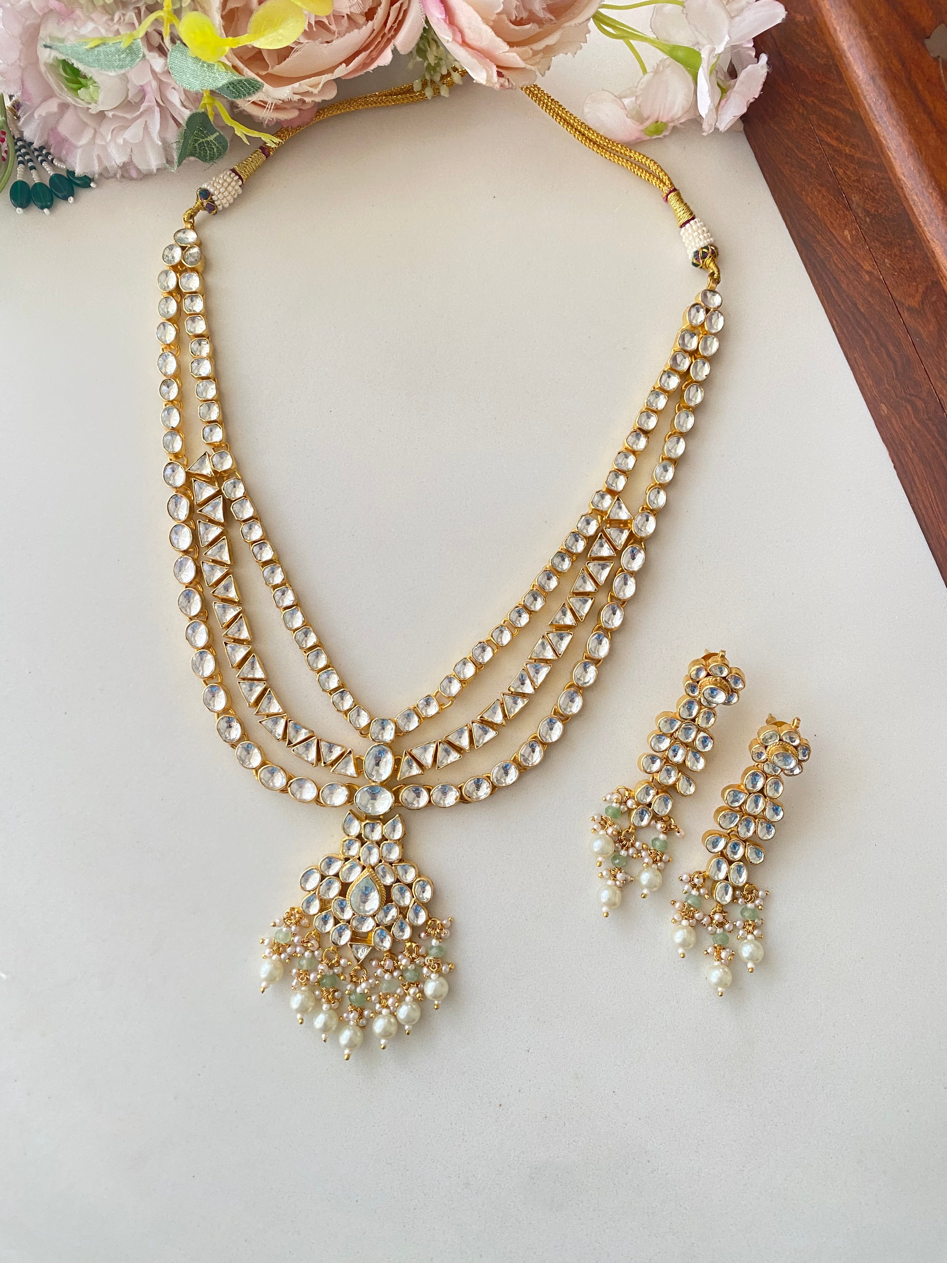 Gold Plated Kundan Long Necklace set