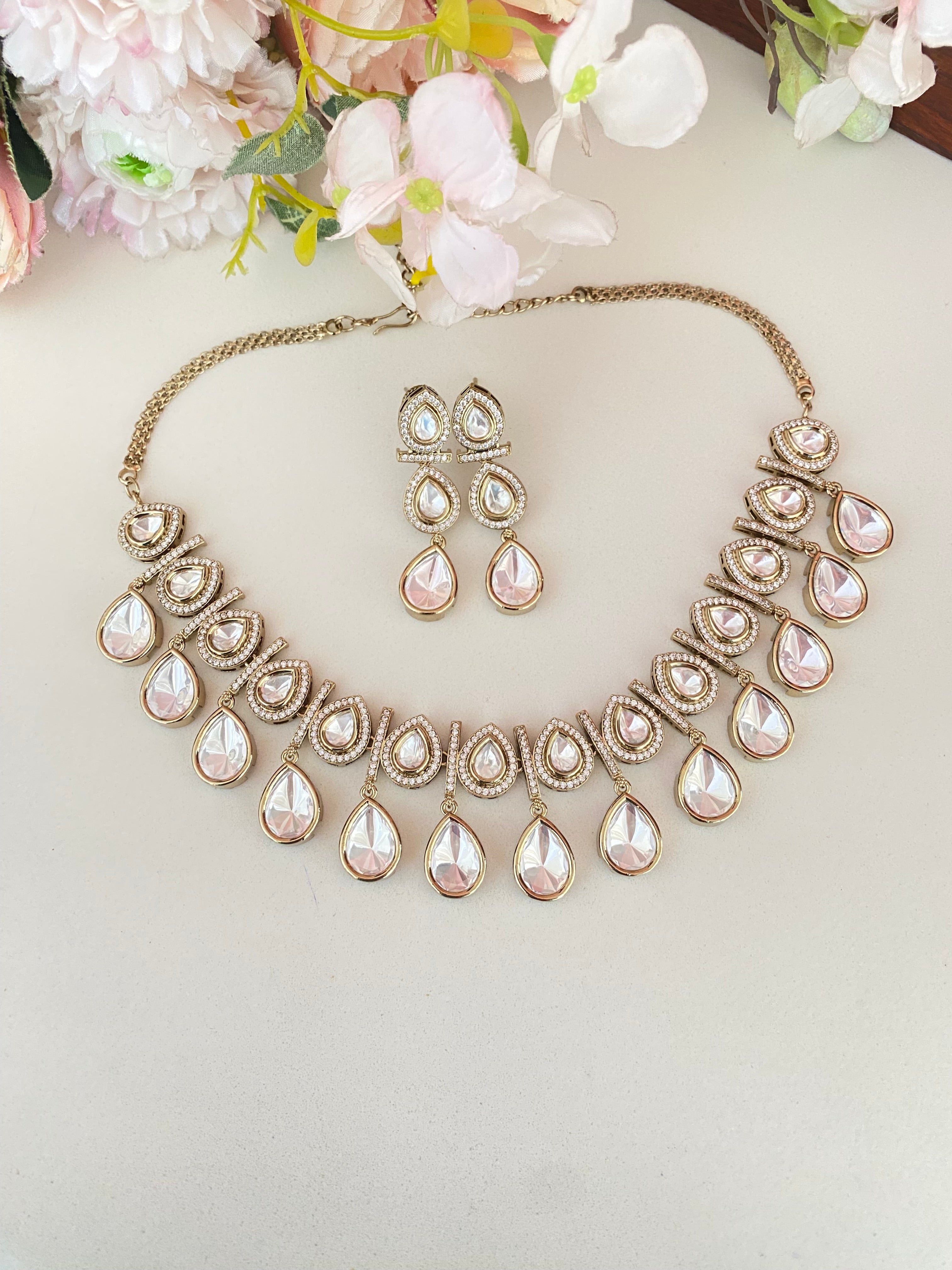 Moissanite Polki Necklace Set