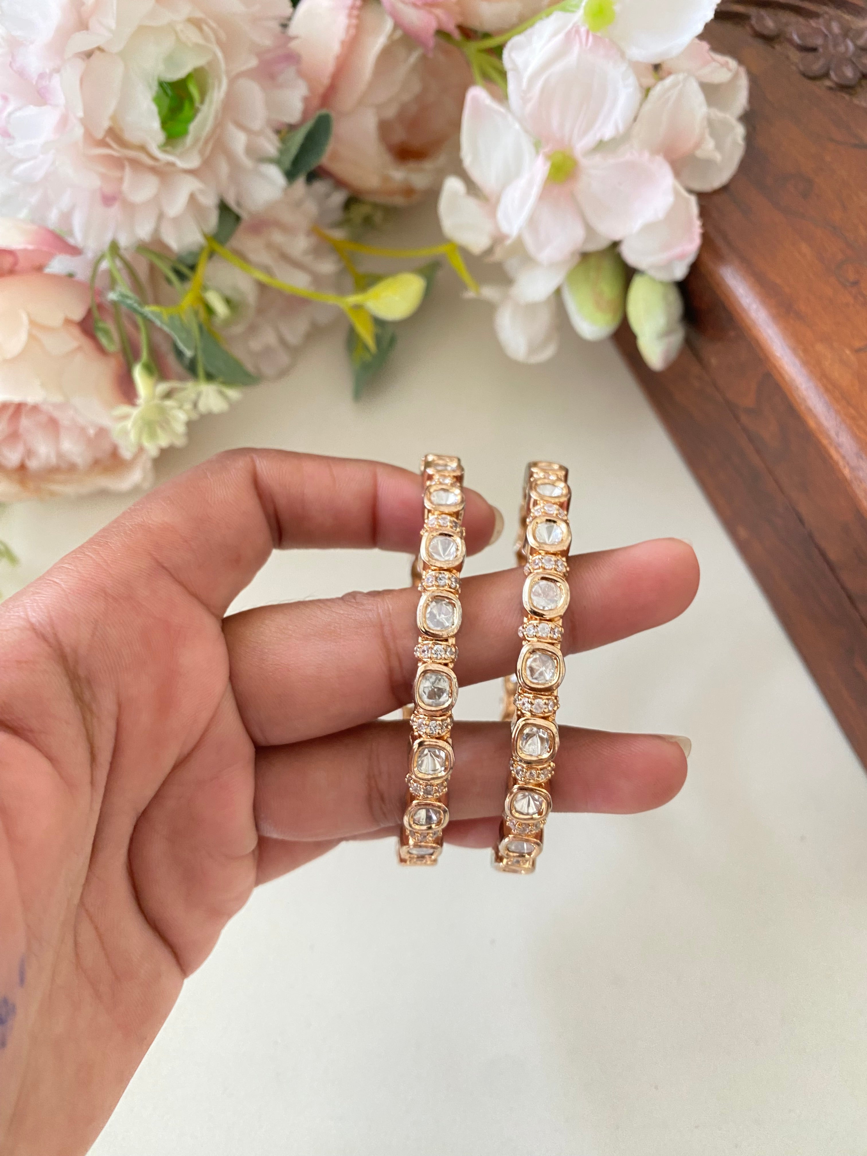 Gold plated Moissanite Bangles