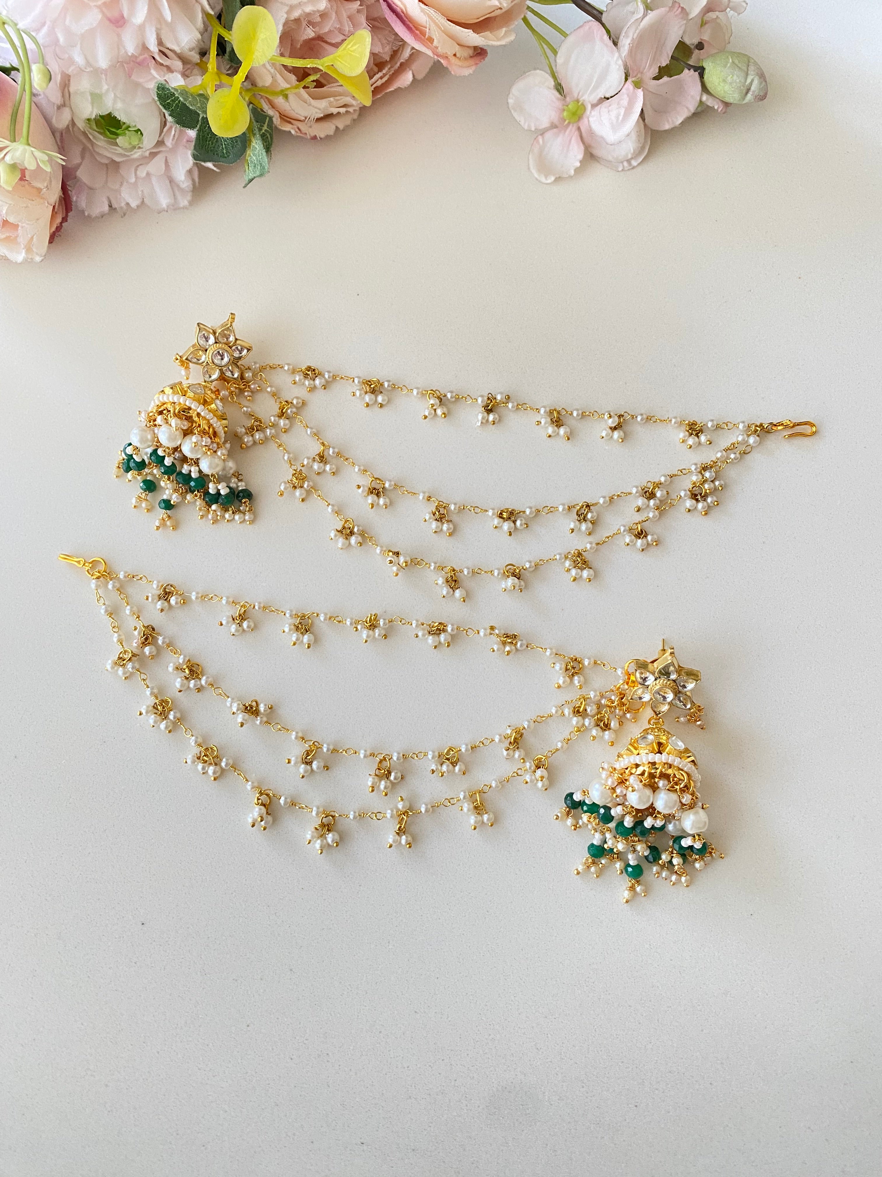 Kundan Jhumka with Earchain
