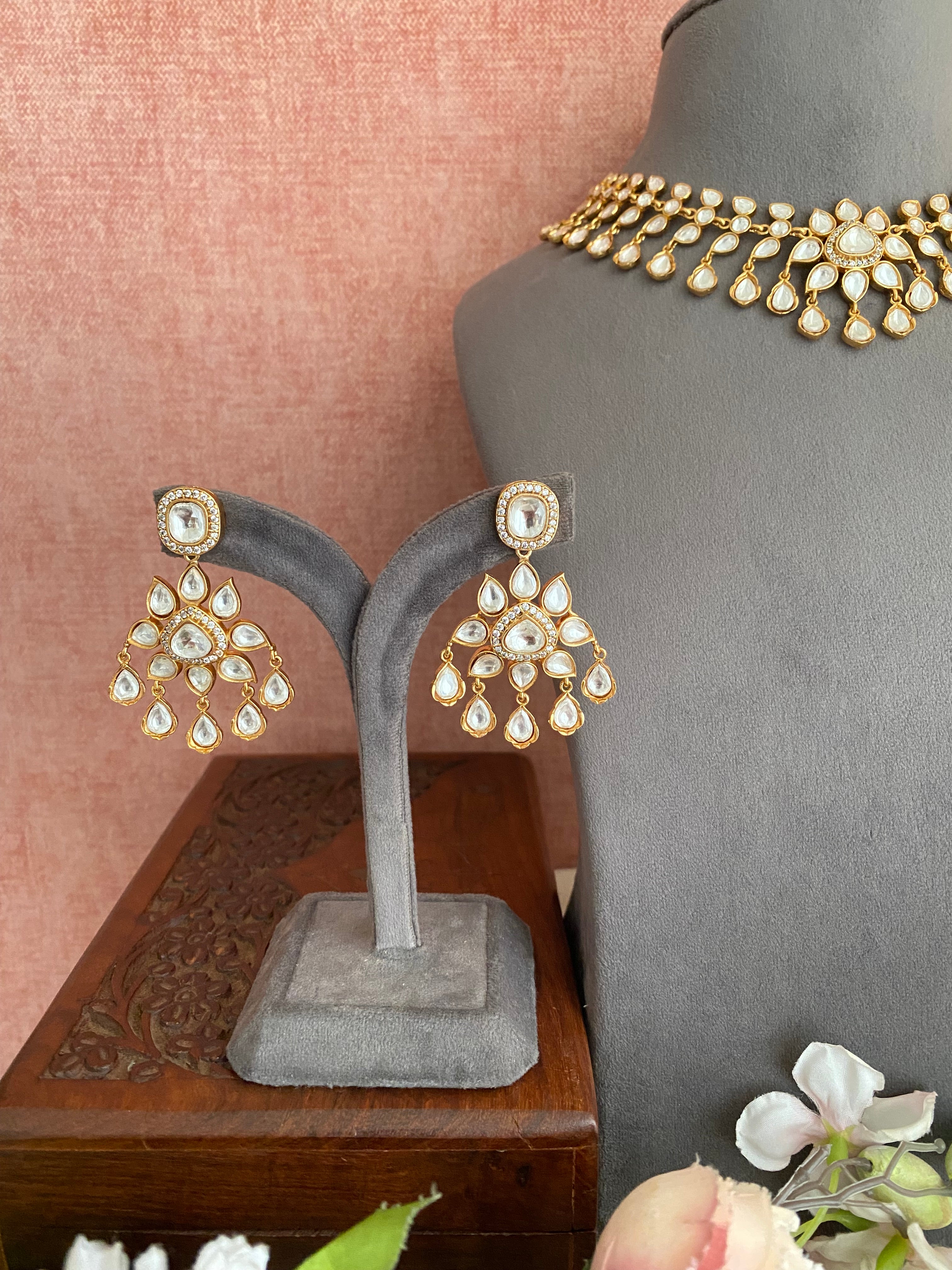 Moissanite Polki Necklace Set
