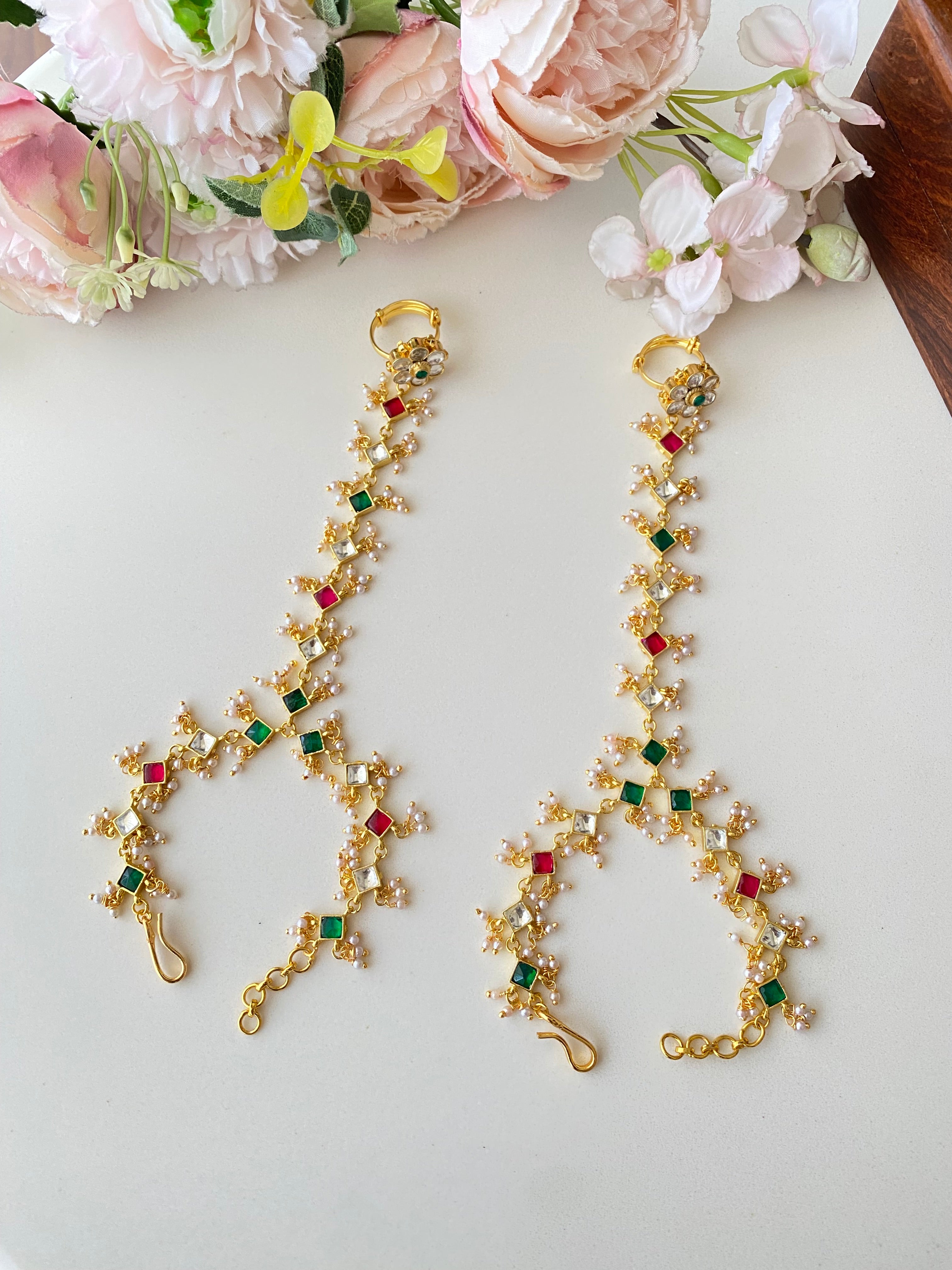 Multi color Kundan Pearl Hathphool