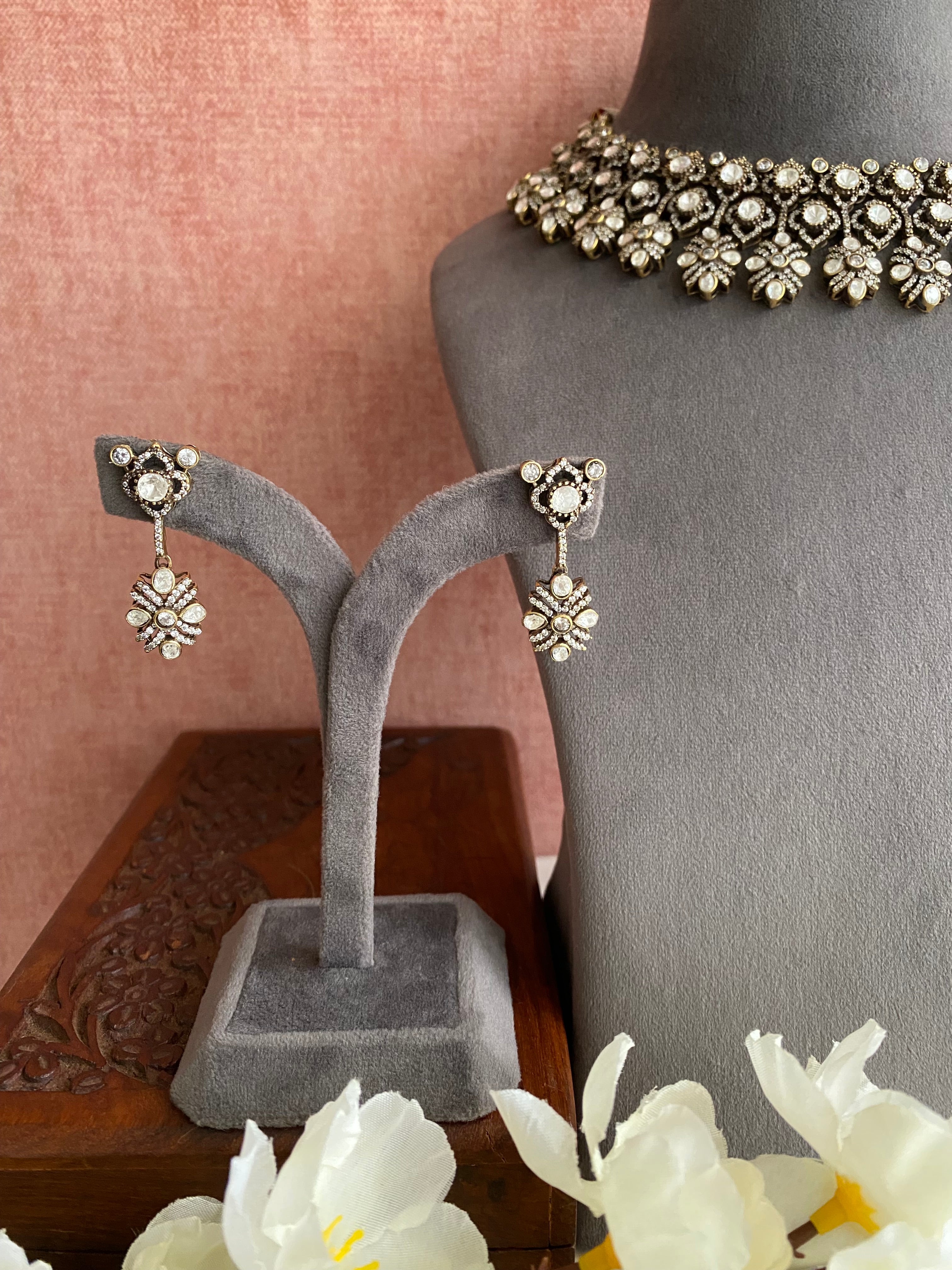 silver plating Moissanite Necklace Set