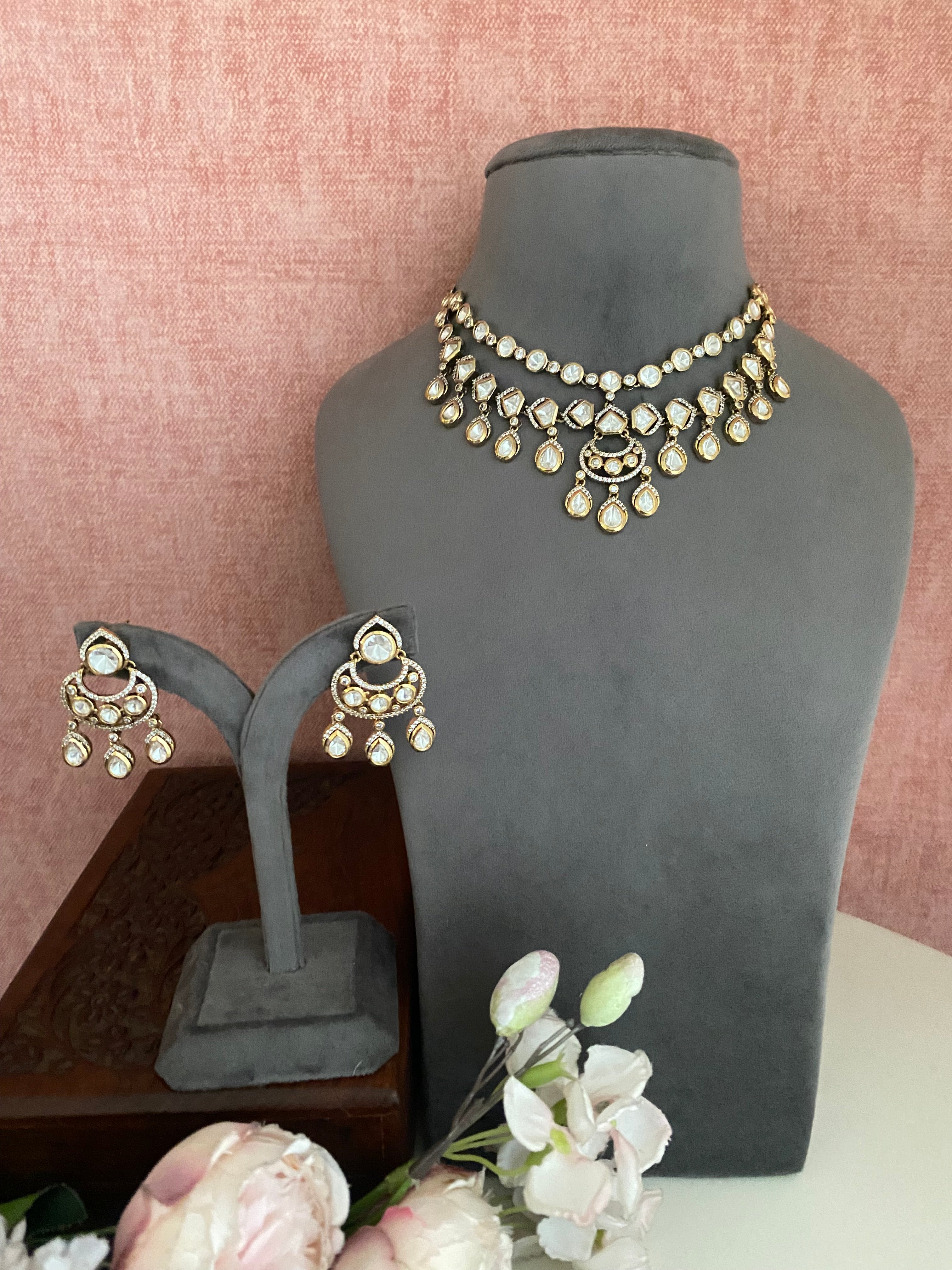 Moissanite Polki Necklace Set