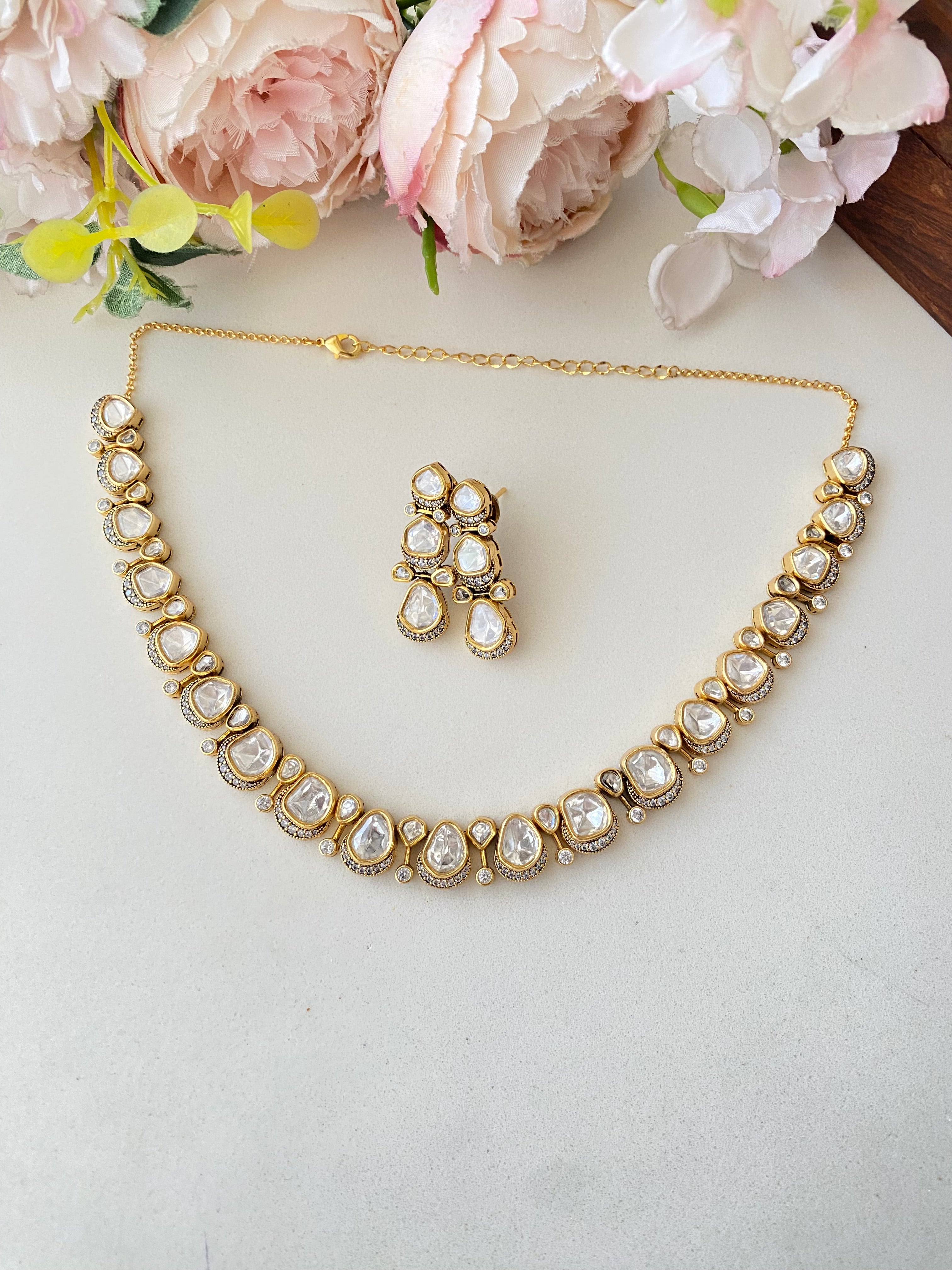 Moissanite Polki Necklace Set