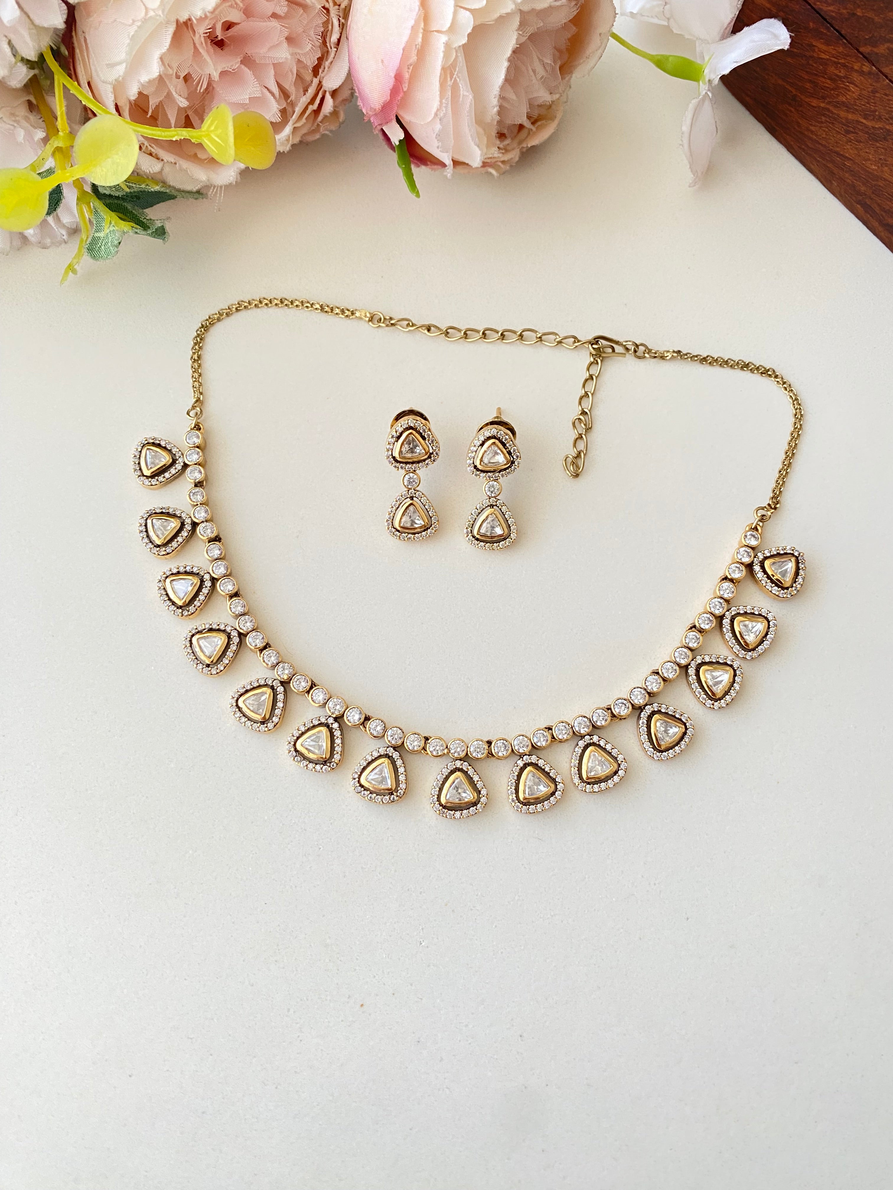 Moissanite Polki Necklace Set