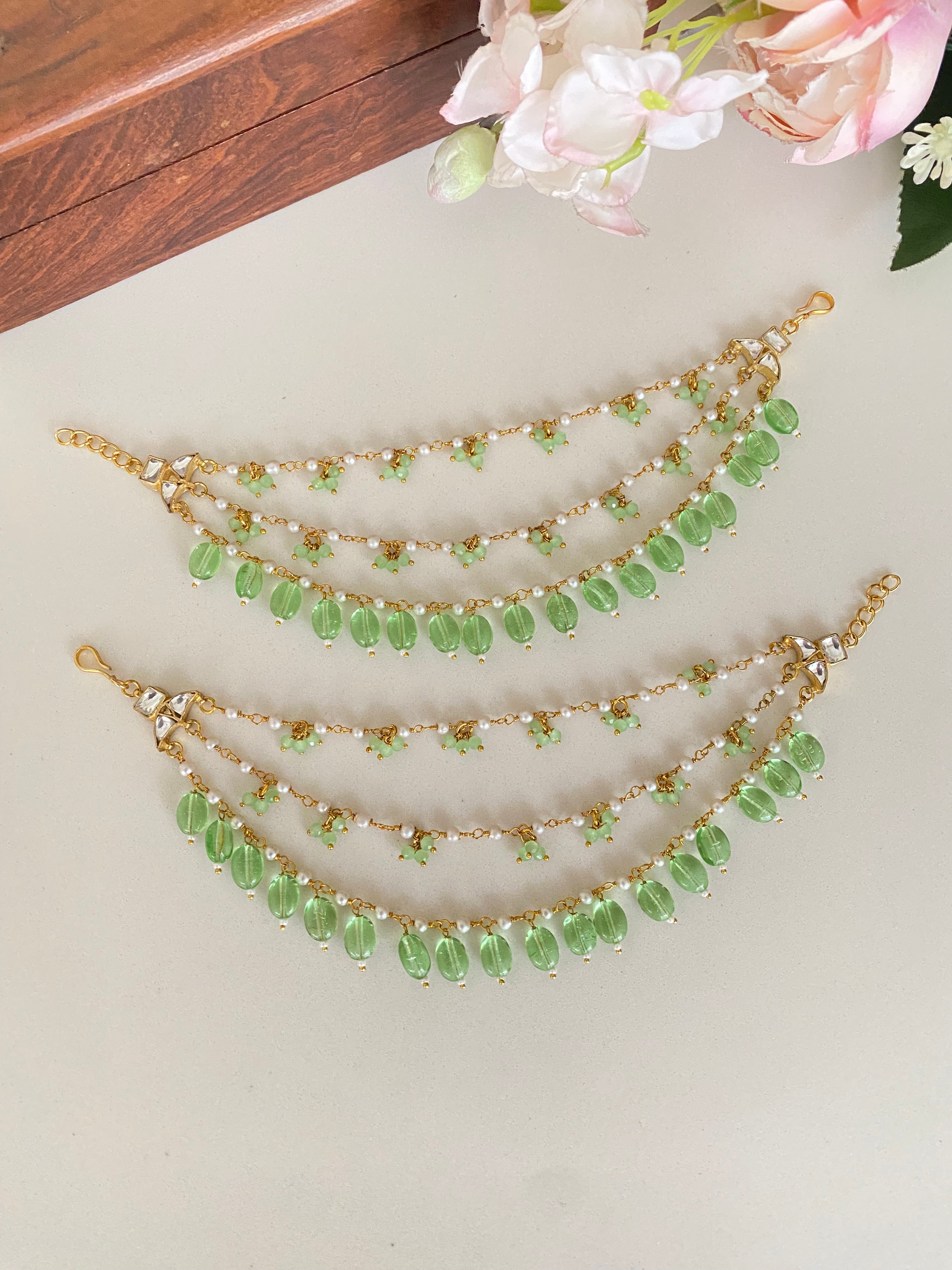 Ear Chain with Mint drops