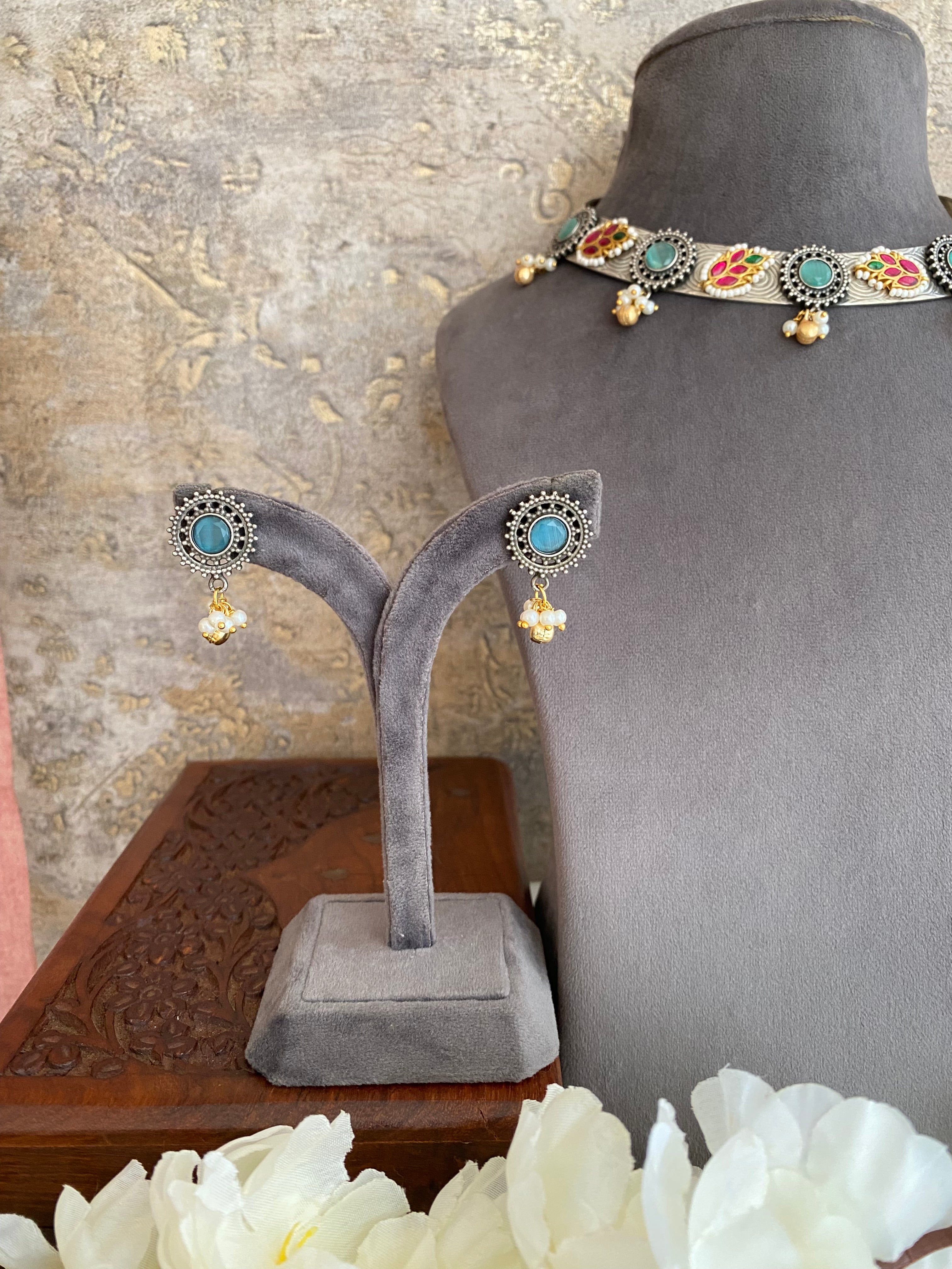 Oxidised Hasli Necklace set