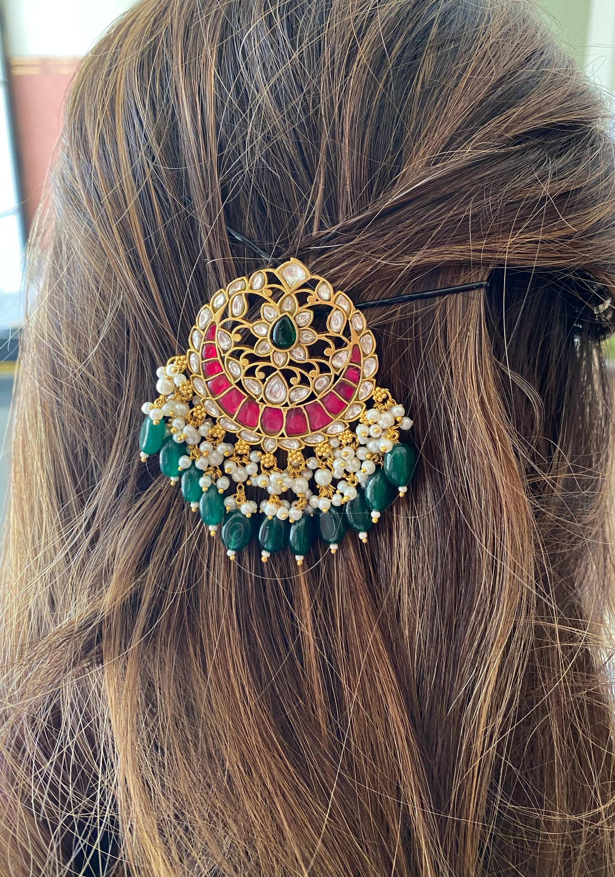 Multicolour Kundan Juda Pin