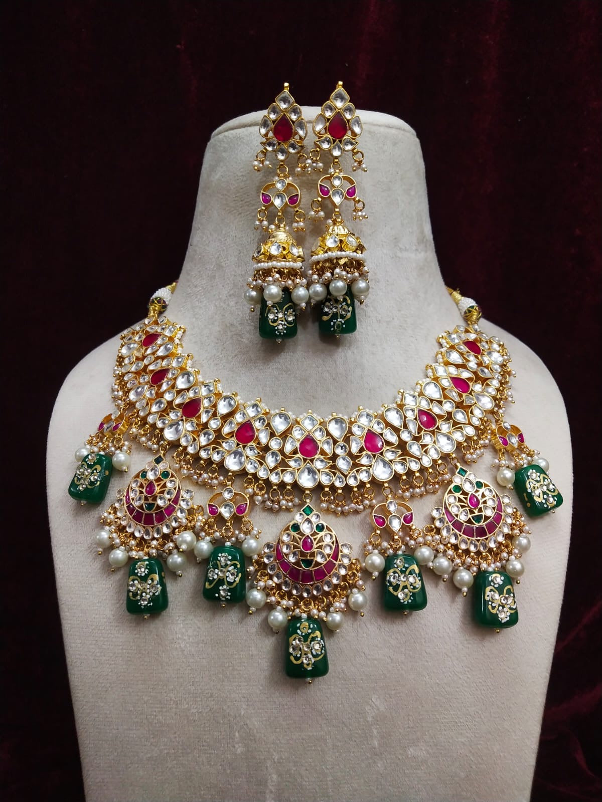Multicolour kundan Bridal Set