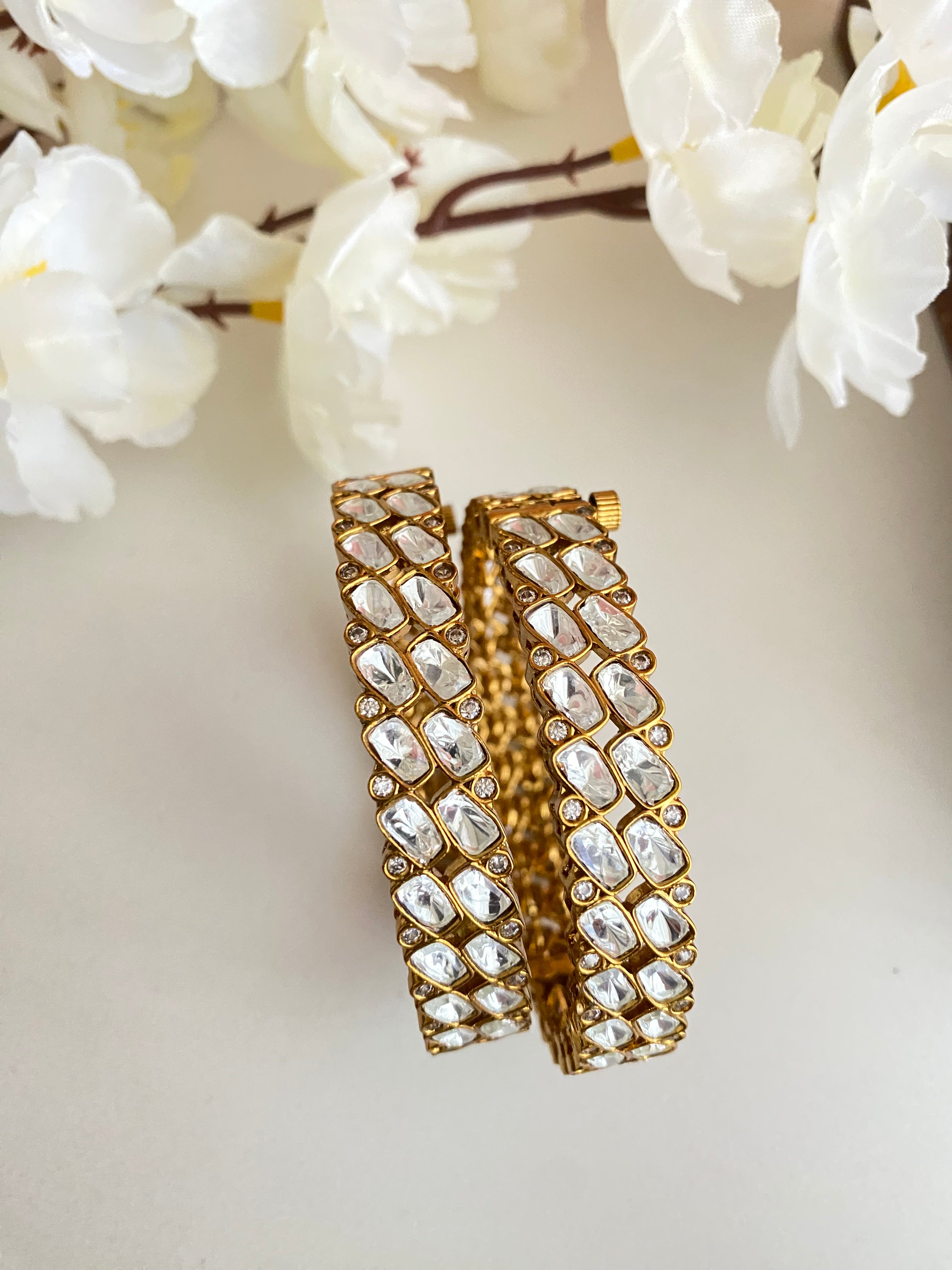 Gold plated Moissanite Bangles