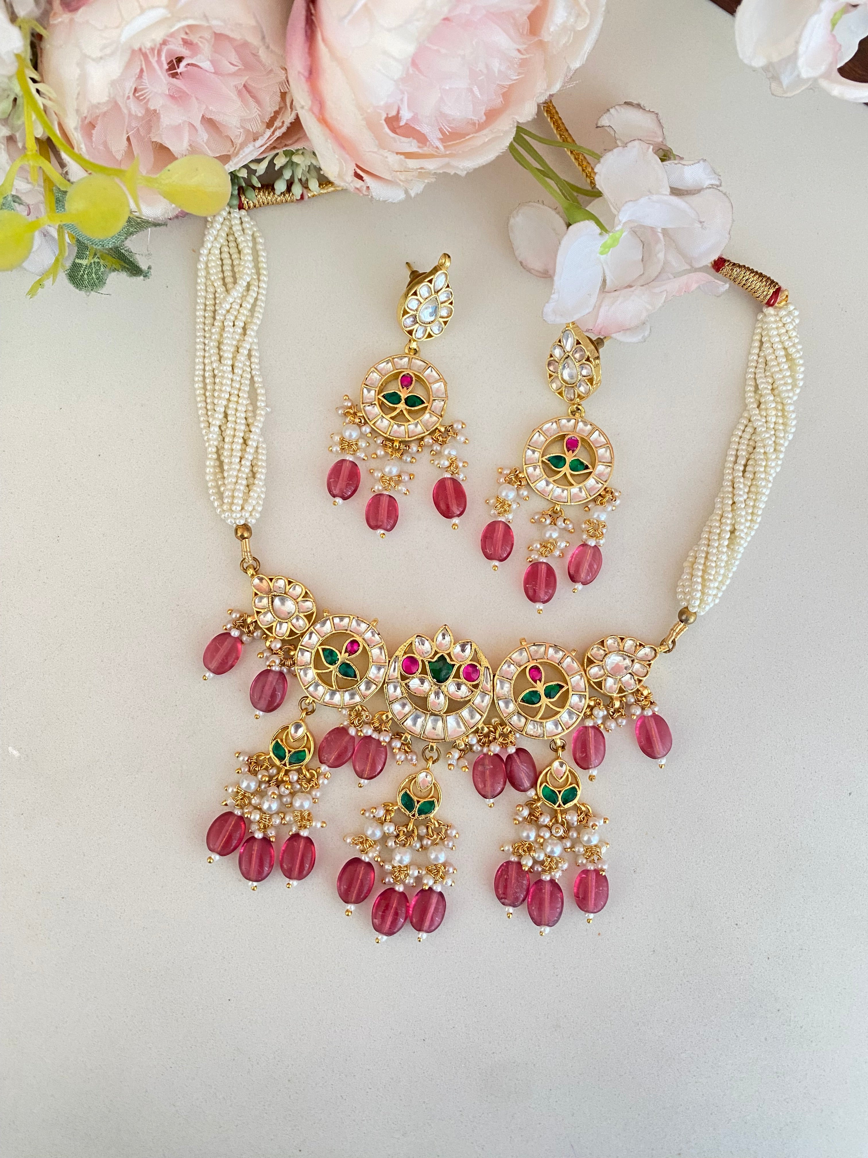 Gold plated kundan Choker Set