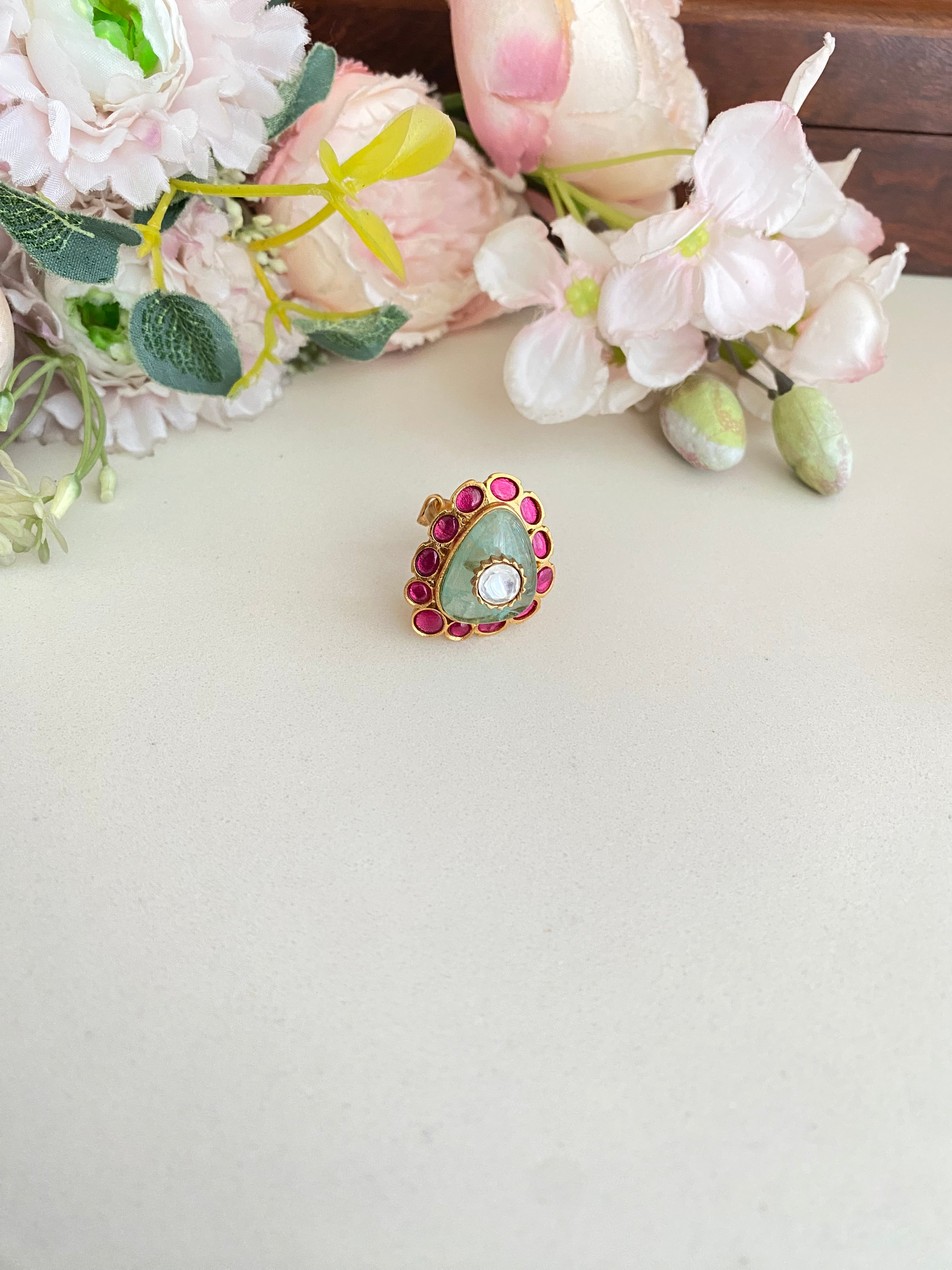 Moissanite Polki Ring