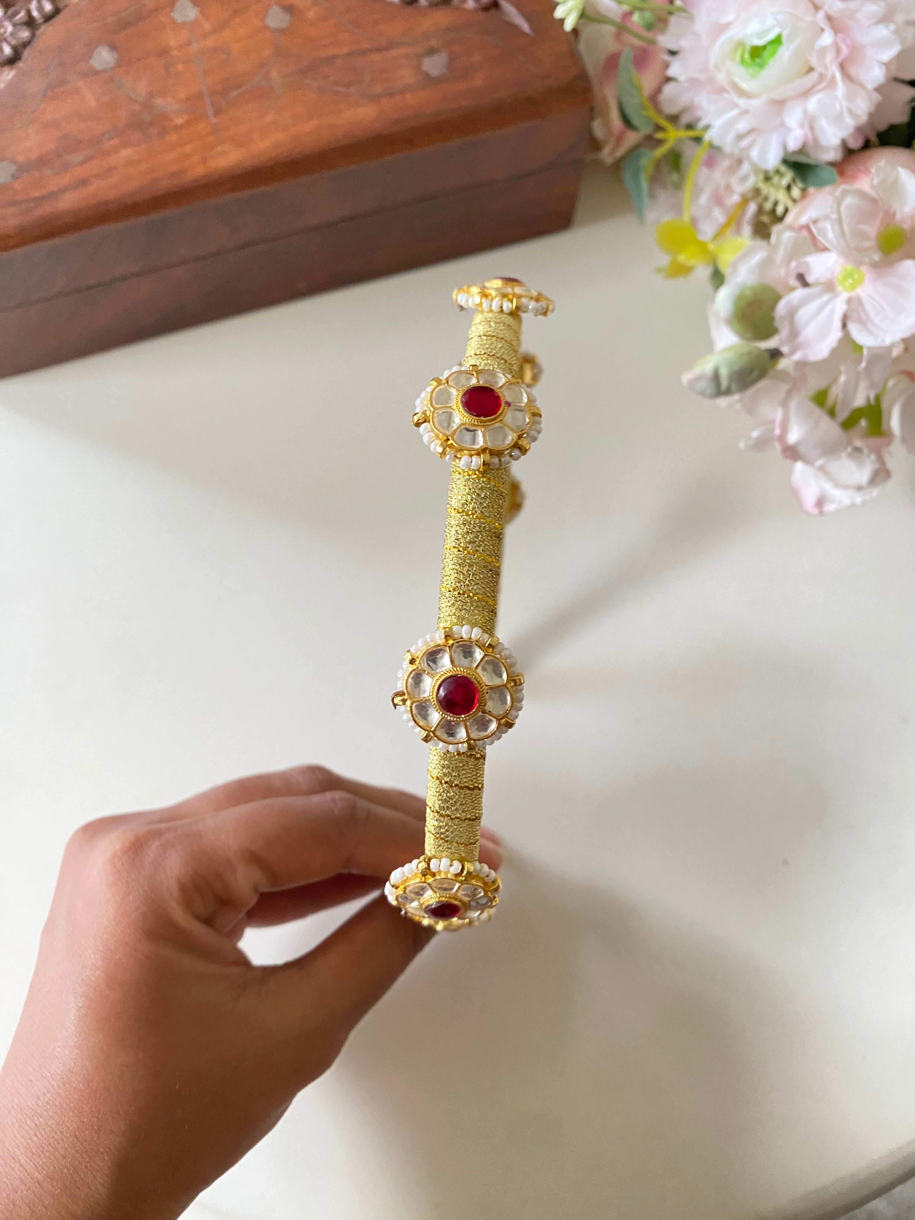 Gold Plated Kundan Hairband