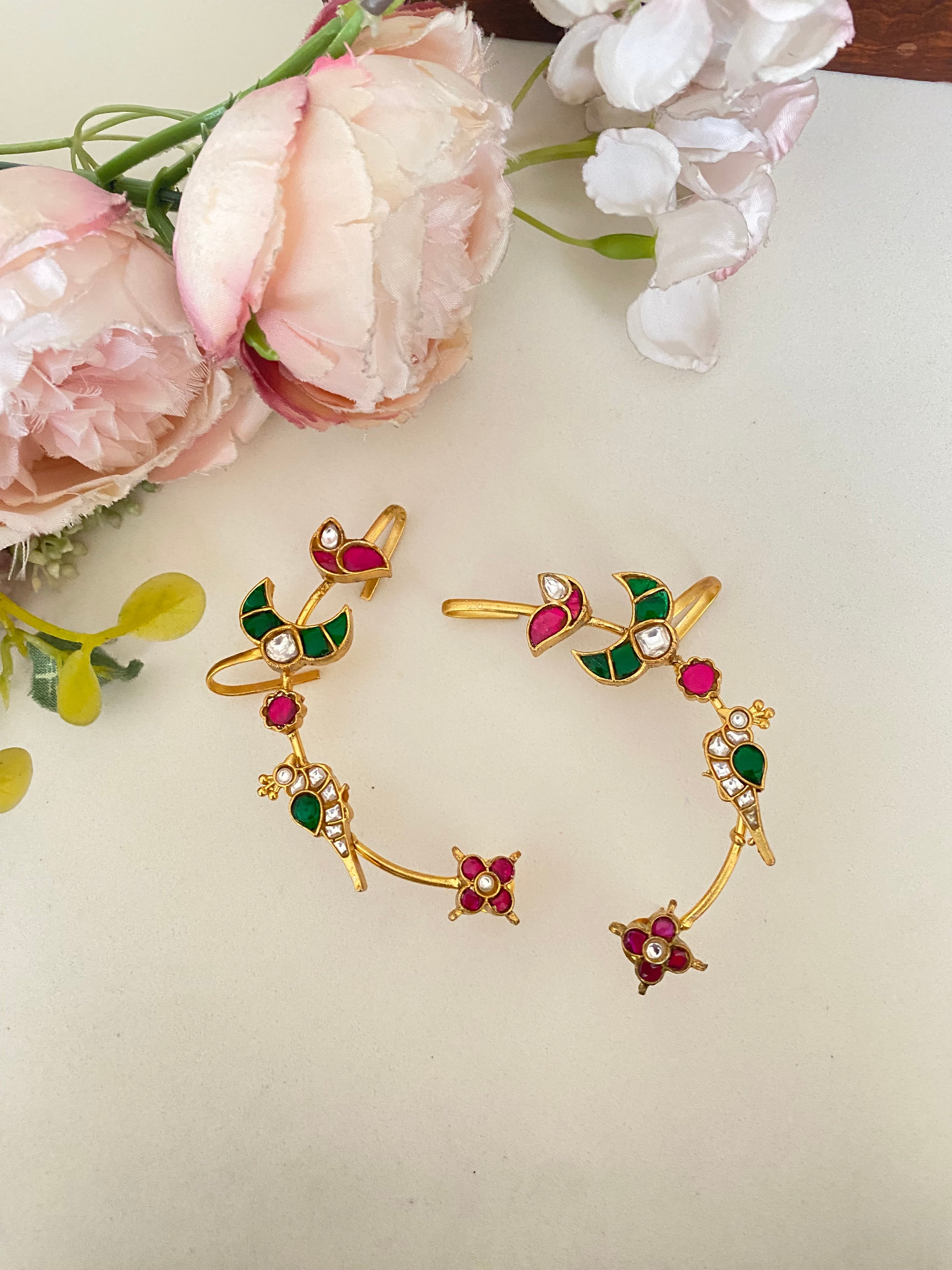 Multi Color Kundan Ear Cuffs