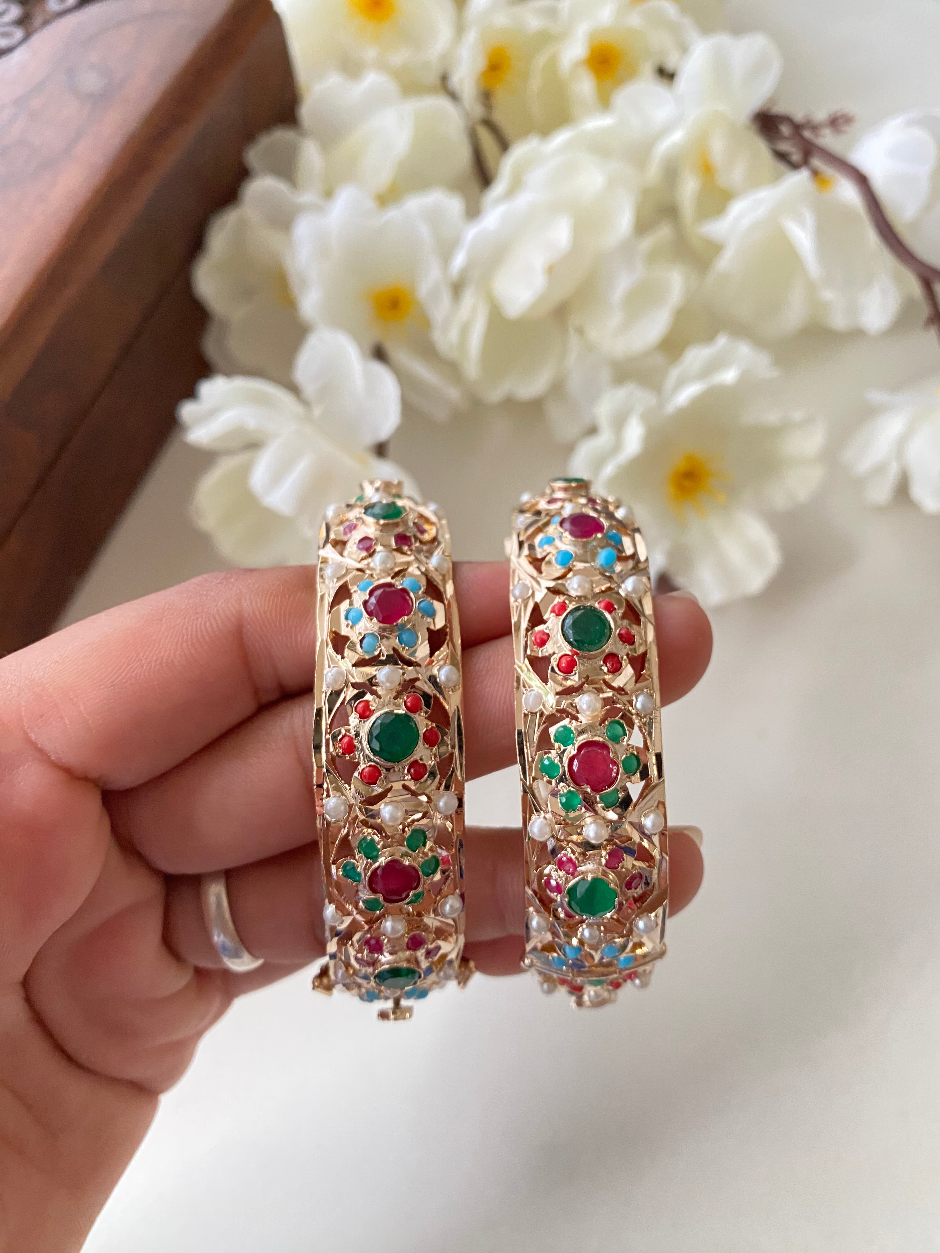 Amritsari Jadau Gold Plated Multicolor Bangles