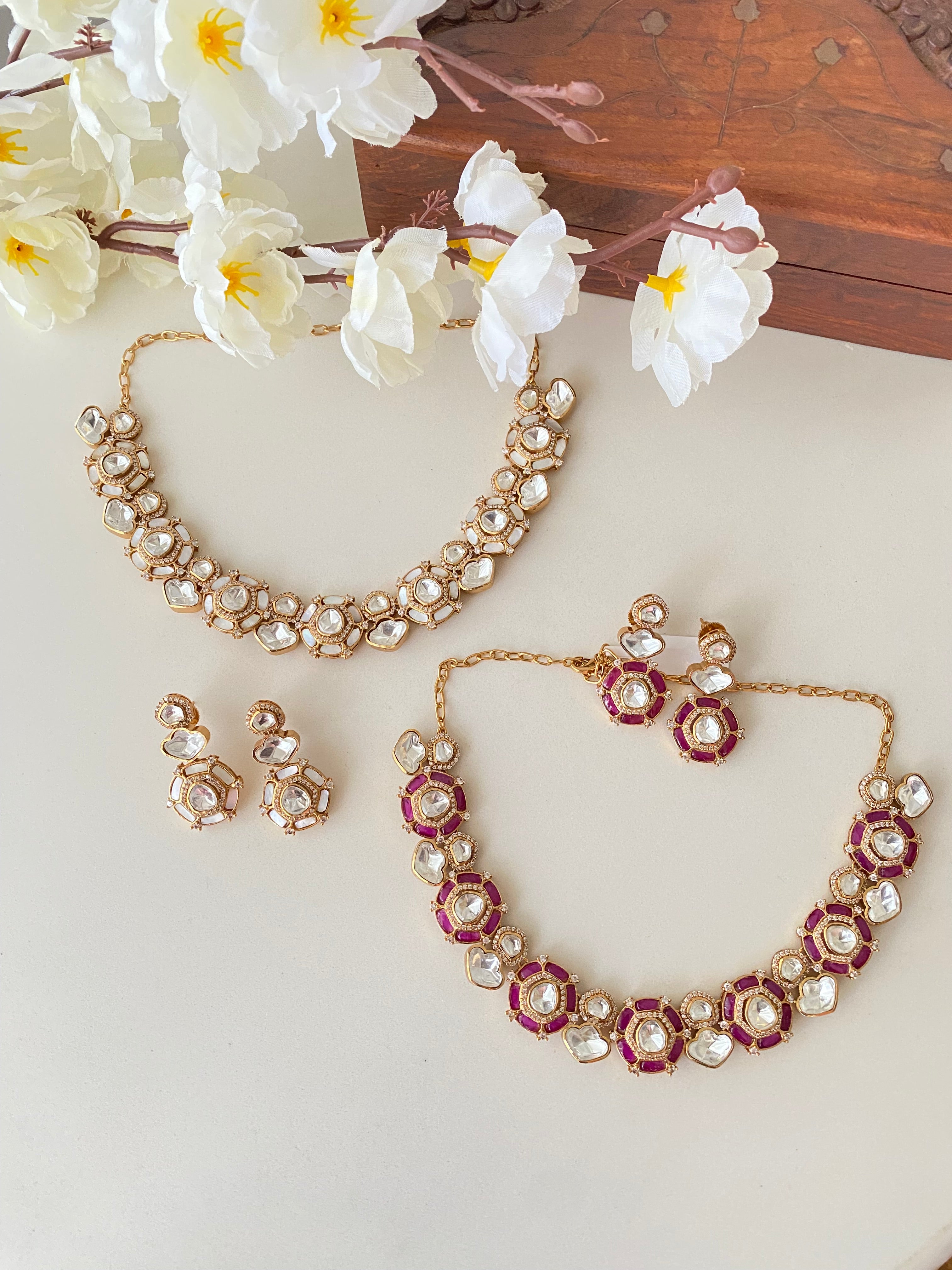 Gold plated Moissanite Choker set